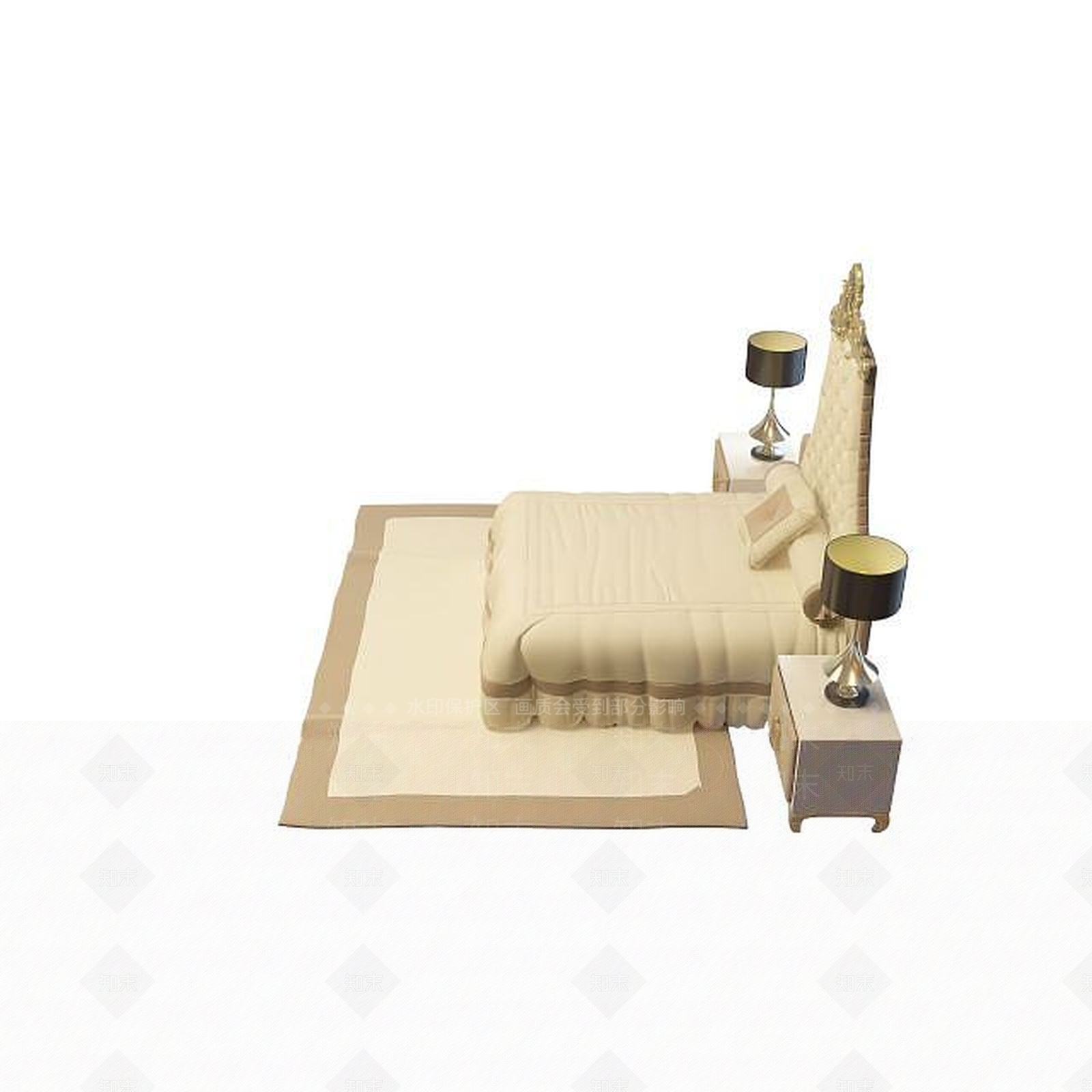 现代双人床3D模型下载【ID:1199361736】