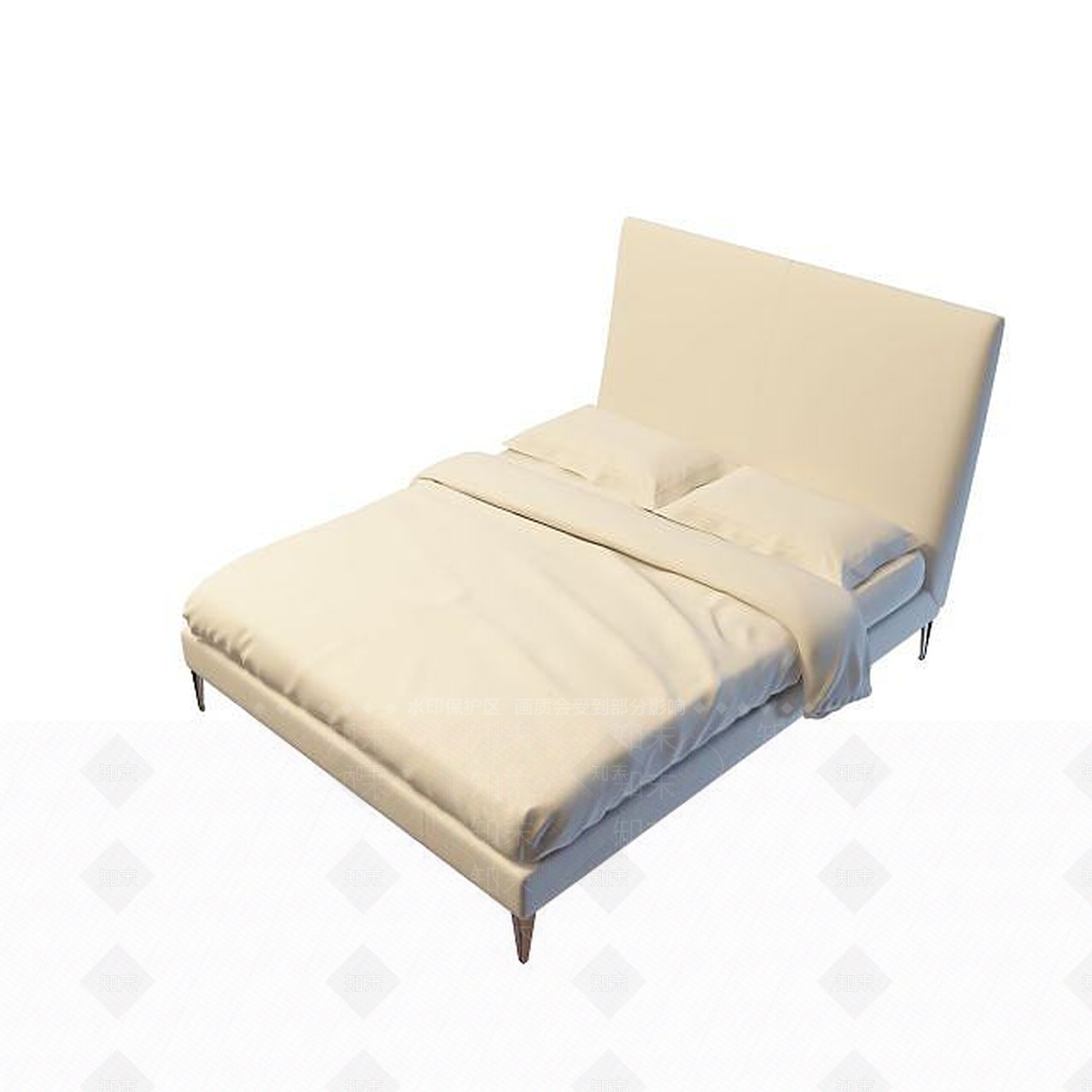 现代双人床3D模型下载【ID:1199366285】