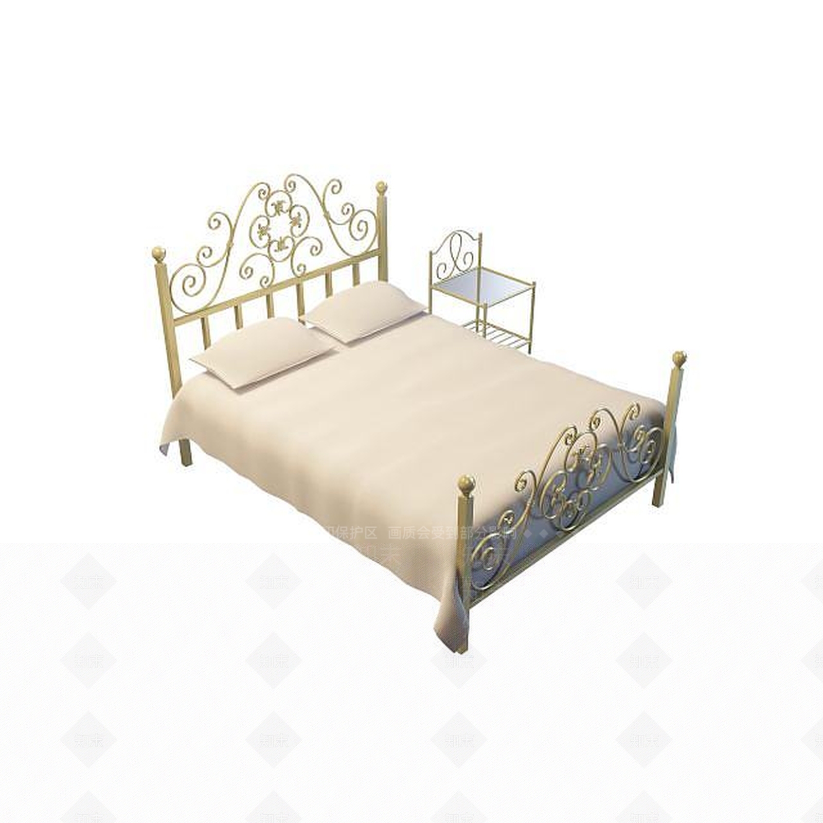 现代双人床3D模型下载【ID:1199366221】