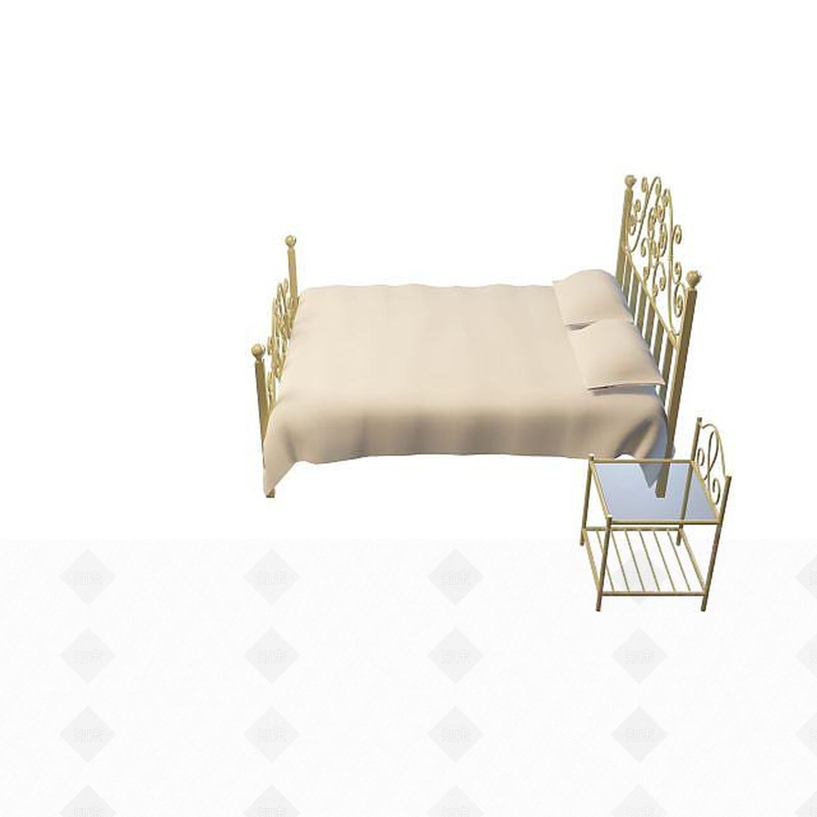 现代双人床3D模型下载【ID:1199366221】