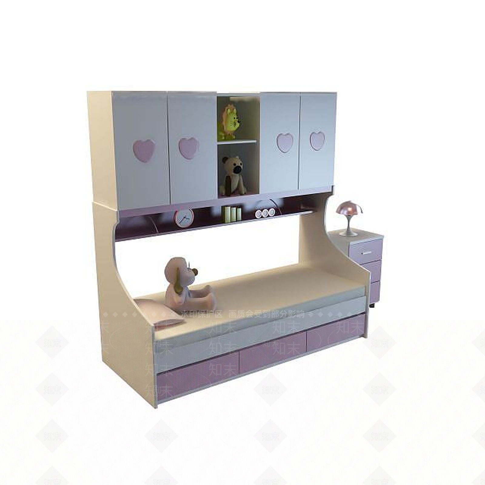 现代双人床3D模型下载【ID:1199361775】
