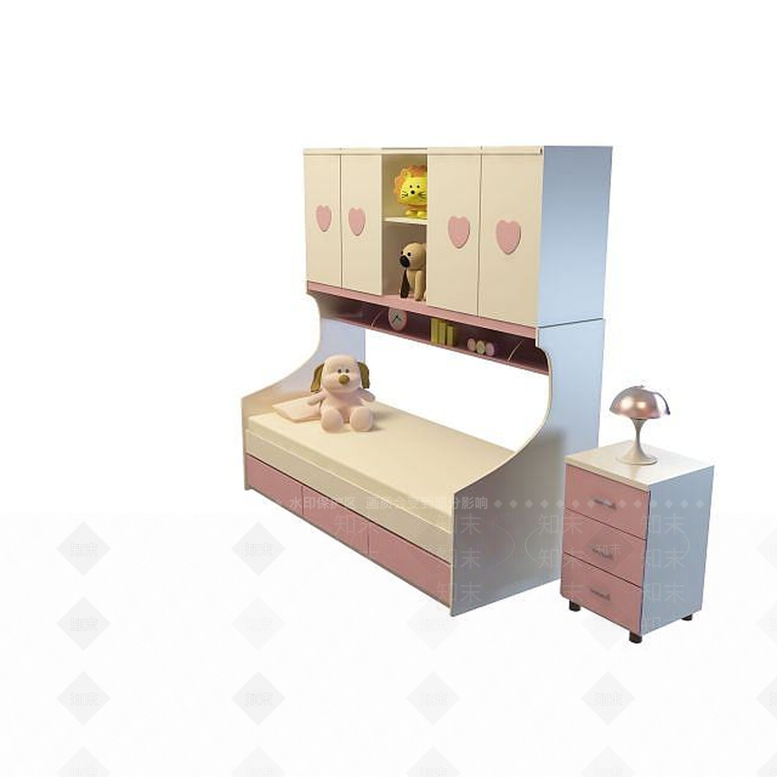 现代双人床3D模型下载【ID:1199361775】