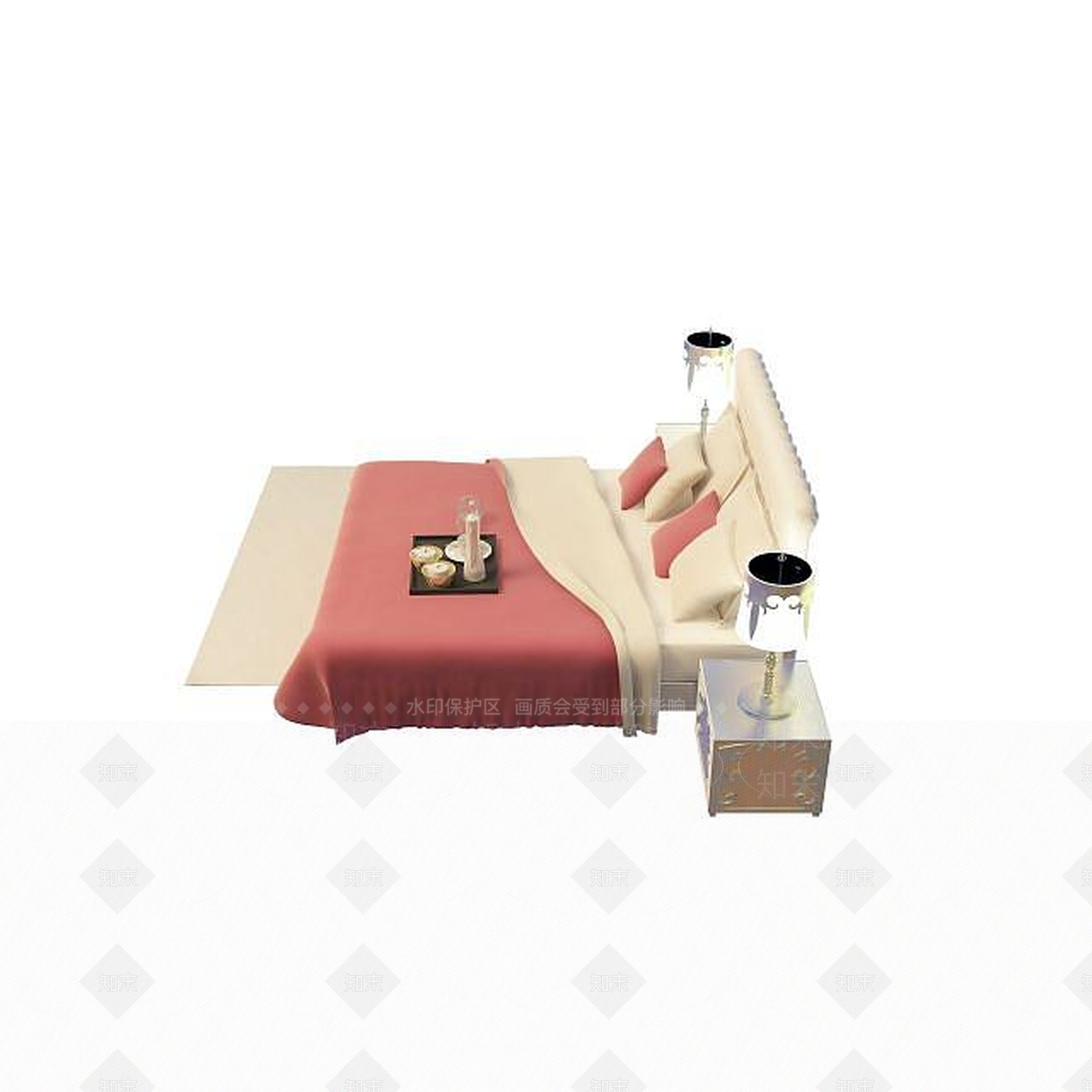 现代双人床3D模型下载【ID:1199361701】