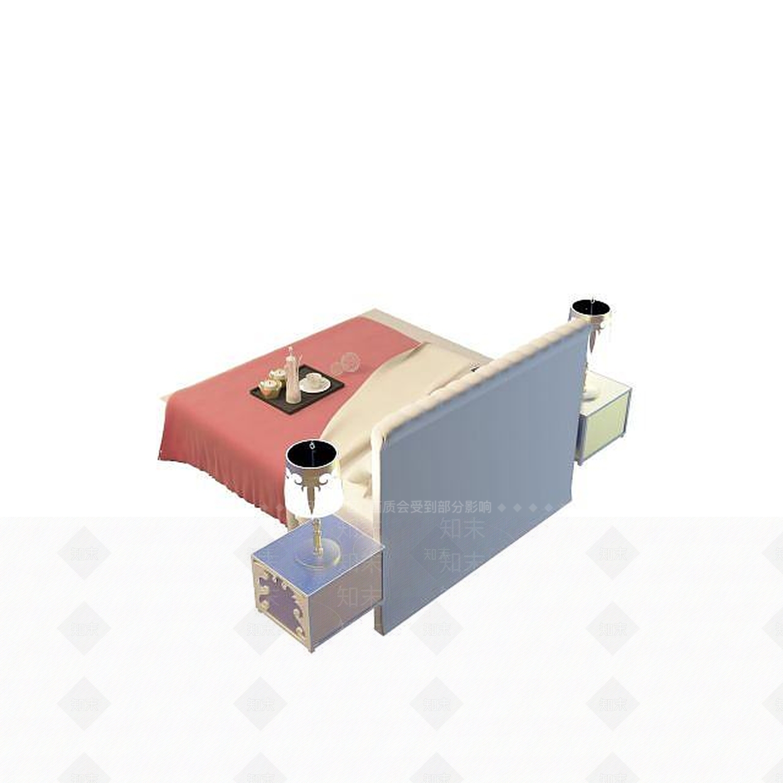 现代双人床3D模型下载【ID:1199361701】