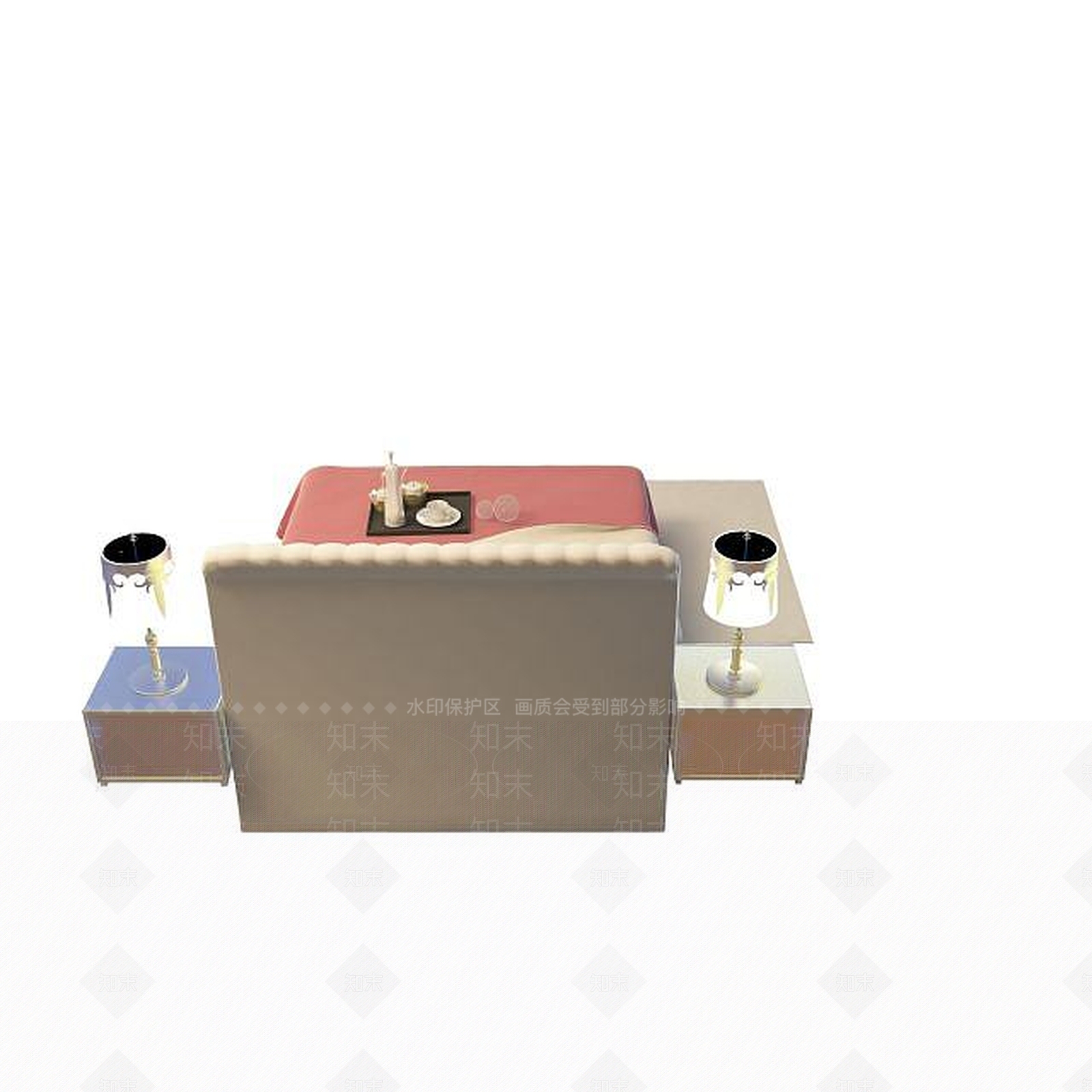 现代双人床3D模型下载【ID:1199361701】