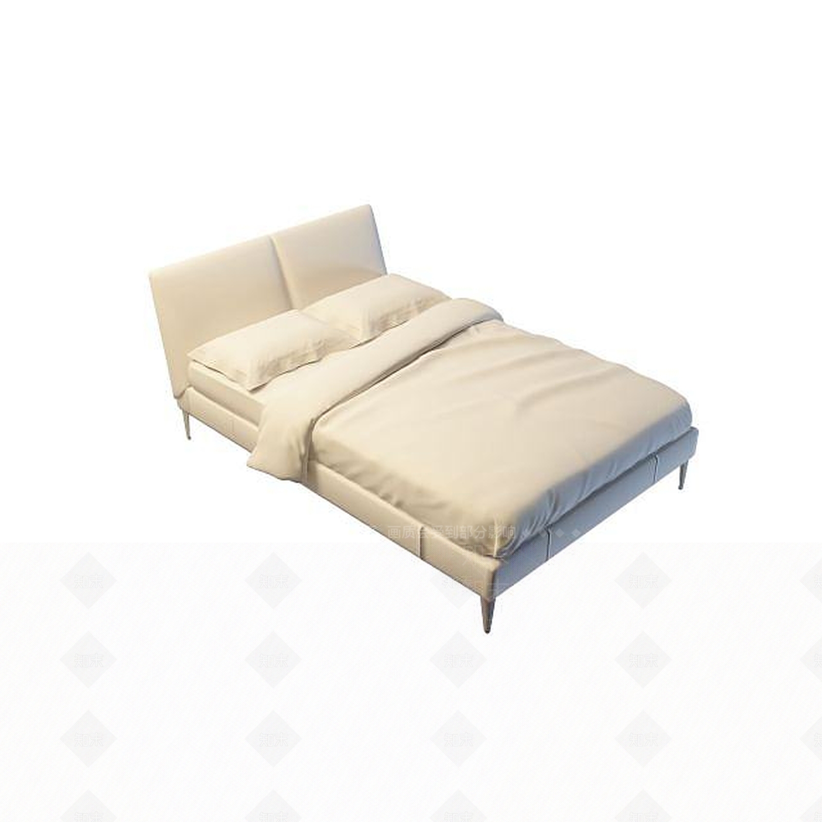现代双人床3D模型下载【ID:1199361616】