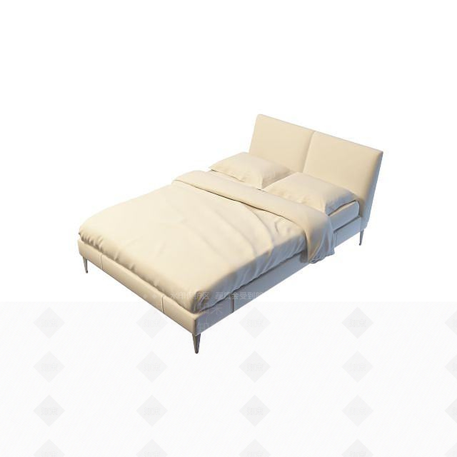 现代双人床3D模型下载【ID:1199361616】