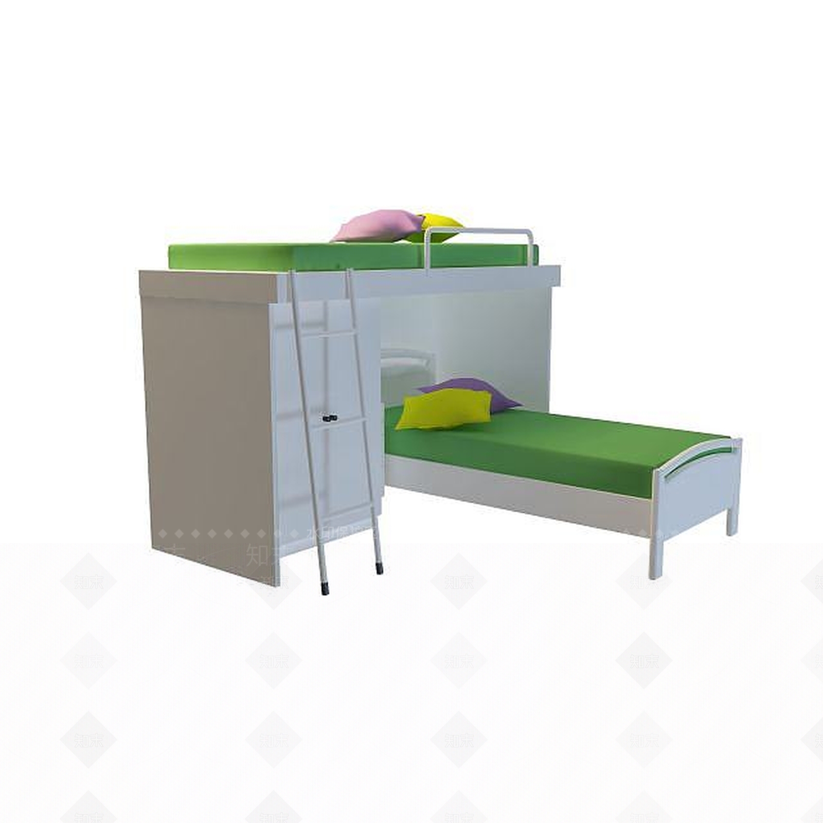 现代双人床3D模型下载【ID:1199365925】