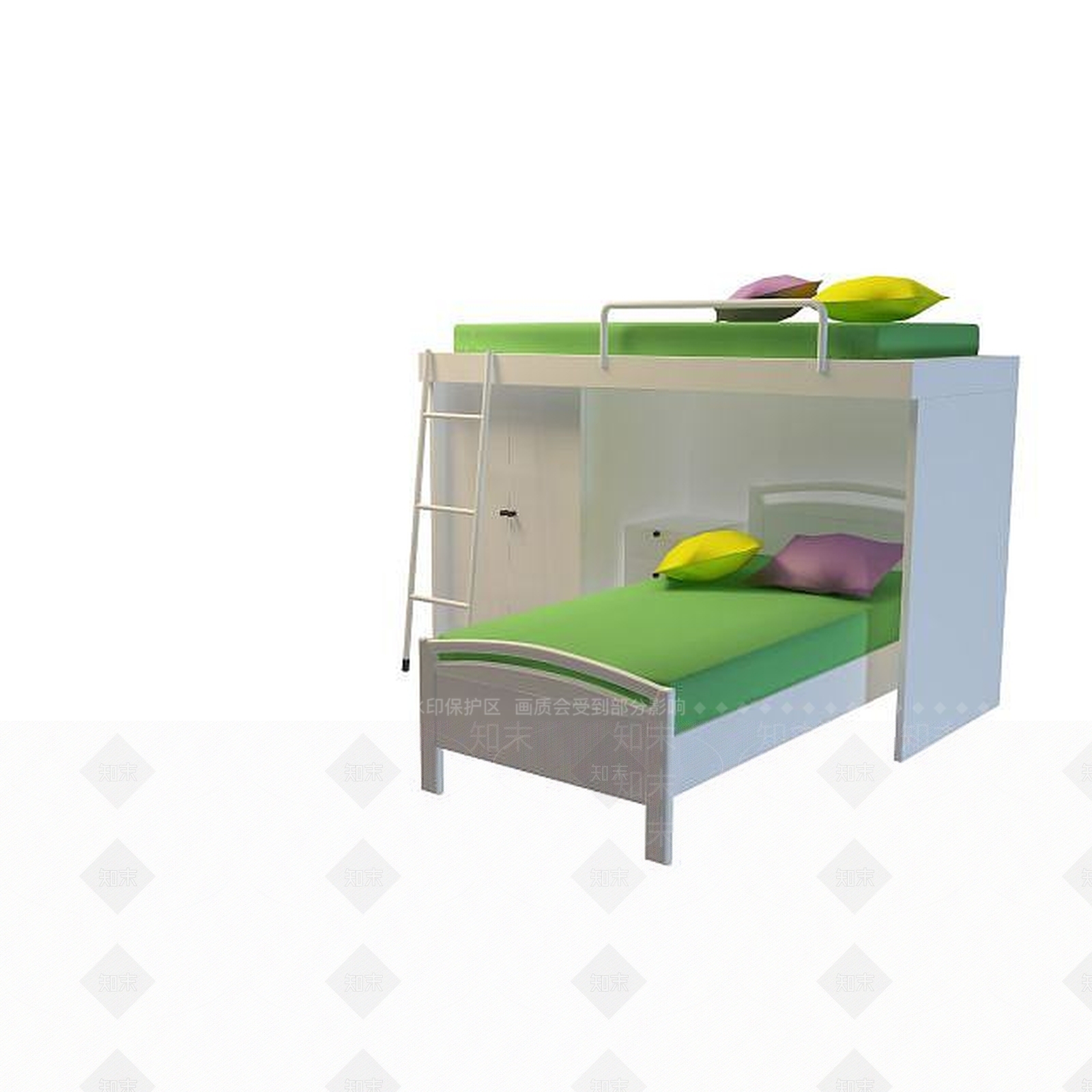 现代双人床3D模型下载【ID:1199365925】
