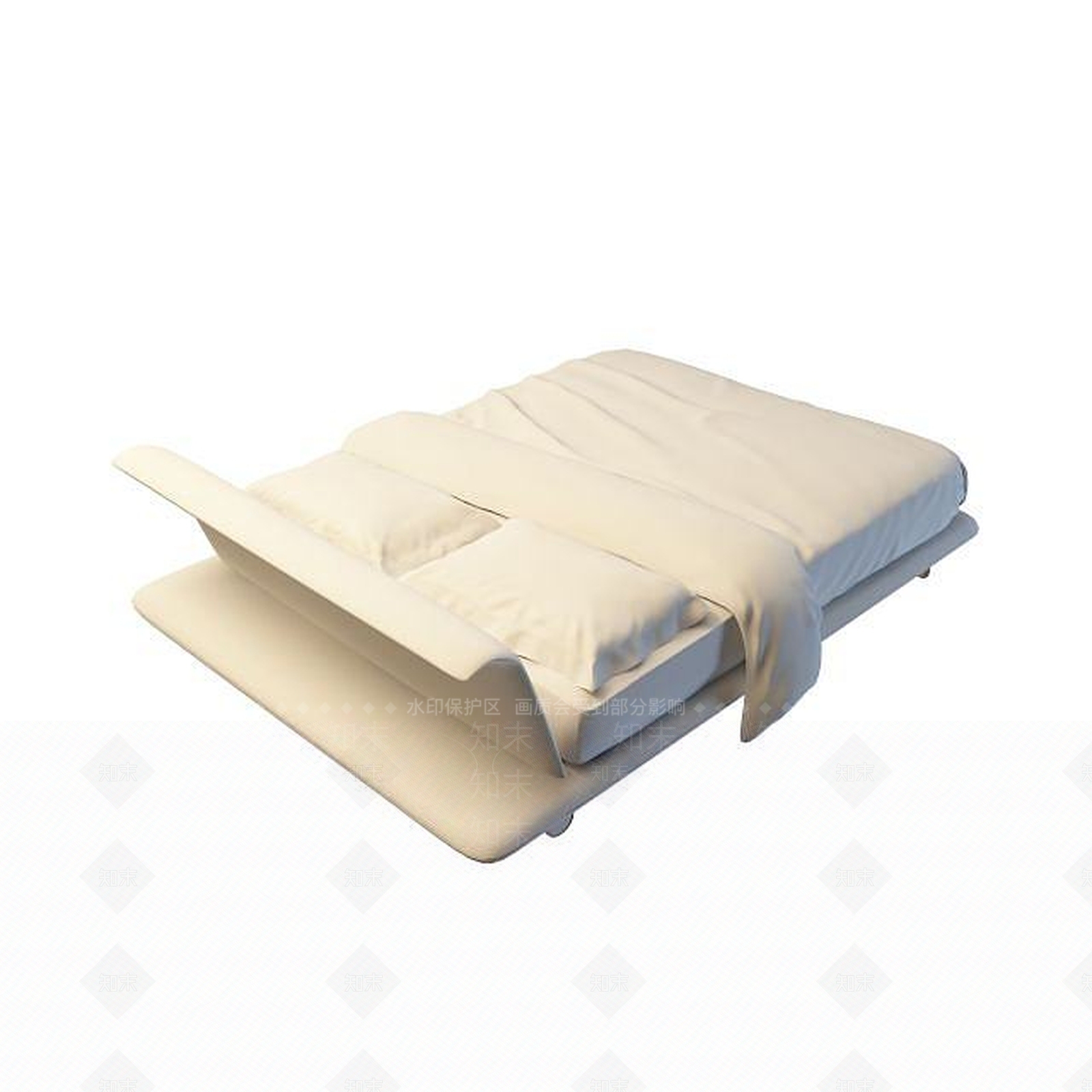现代双人床3D模型下载【ID:1199361235】