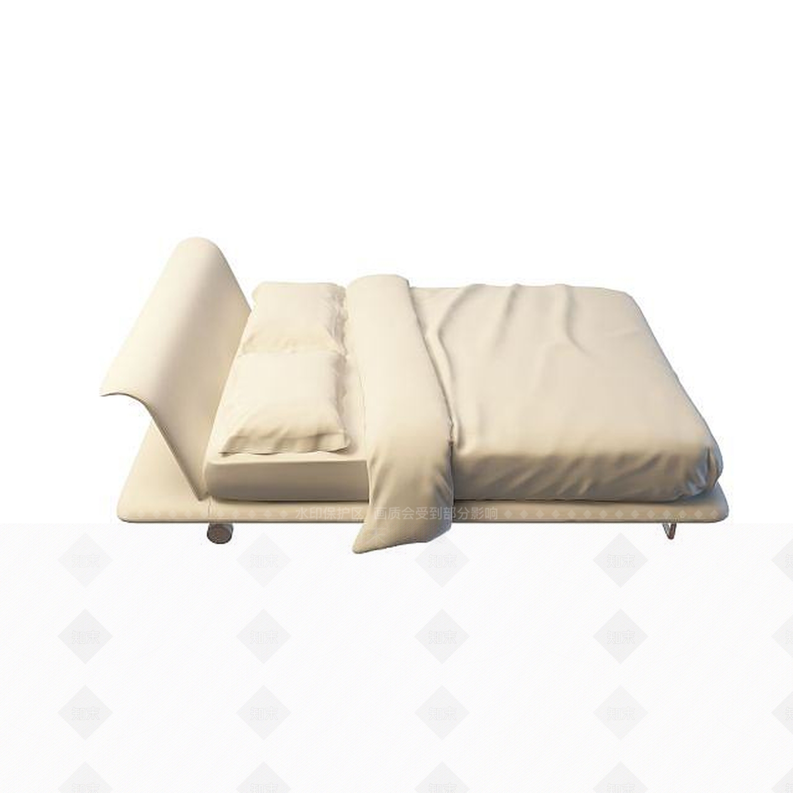 现代双人床3D模型下载【ID:1199361235】