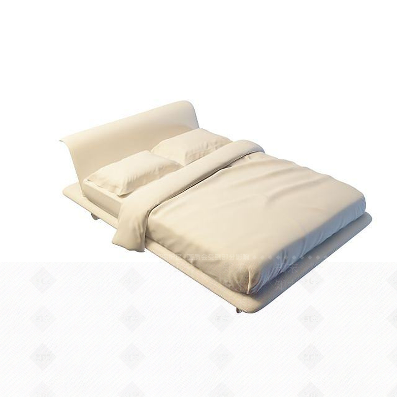 现代双人床3D模型下载【ID:1199361235】