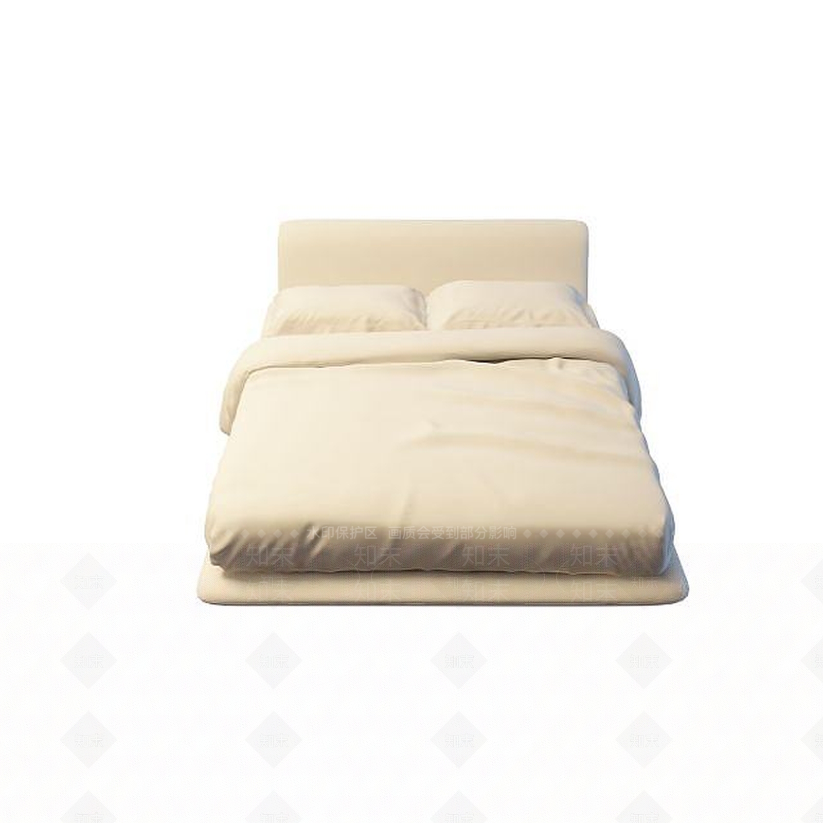 现代双人床3D模型下载【ID:1199361235】