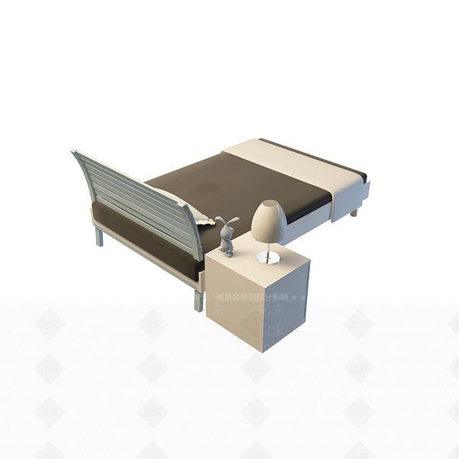 现代双人床3D模型下载【ID:1199365809】