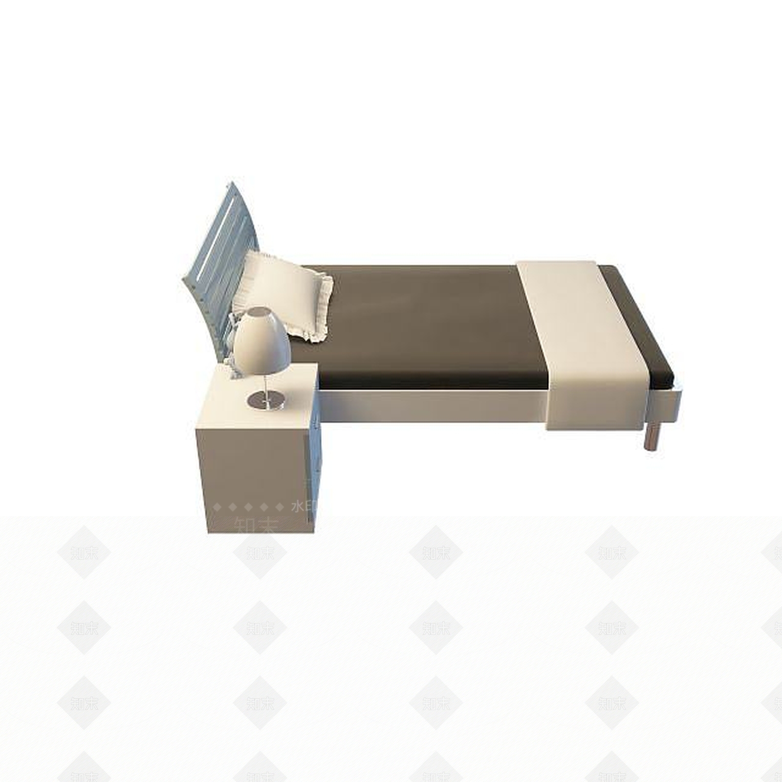 现代双人床3D模型下载【ID:1199365809】