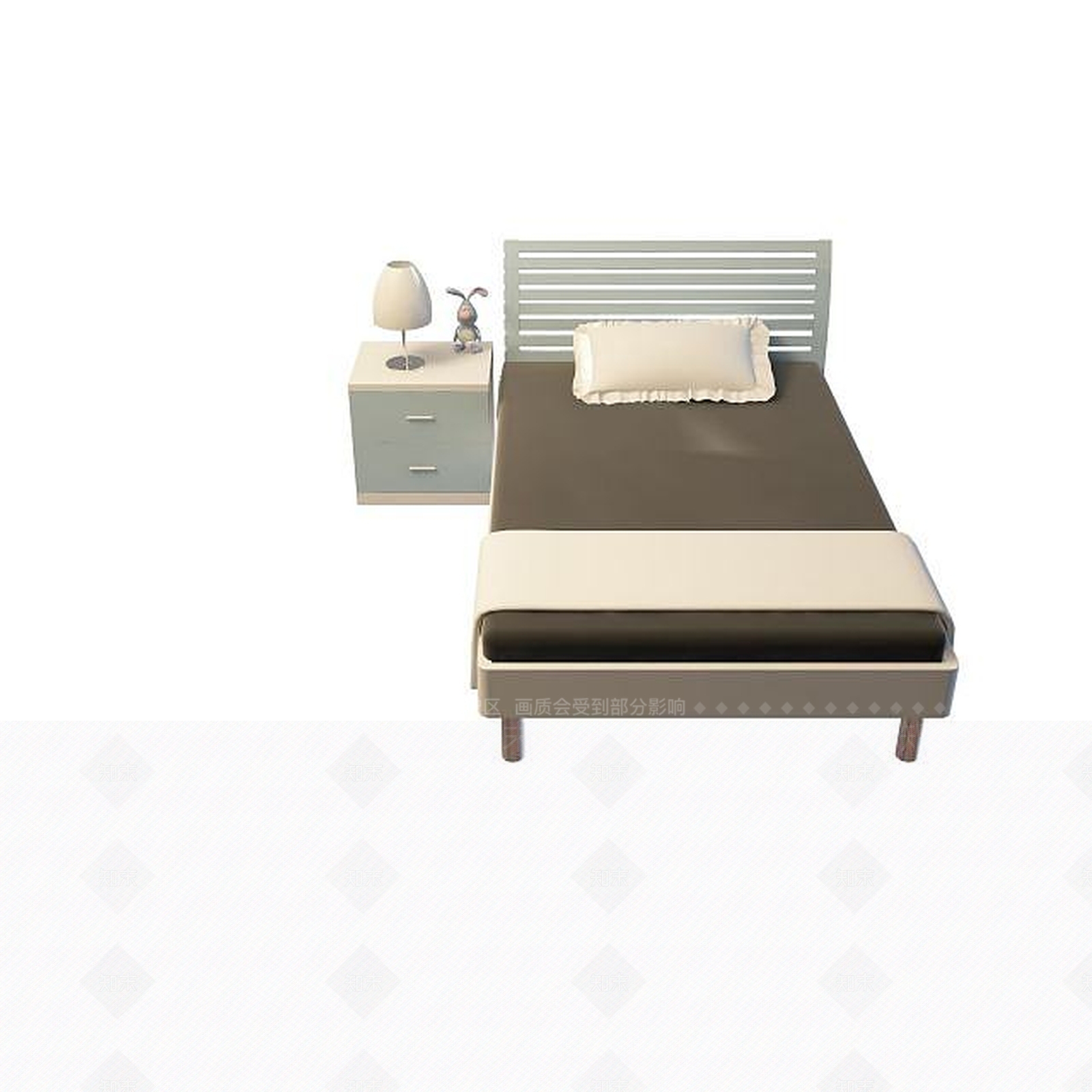 现代双人床3D模型下载【ID:1199365809】