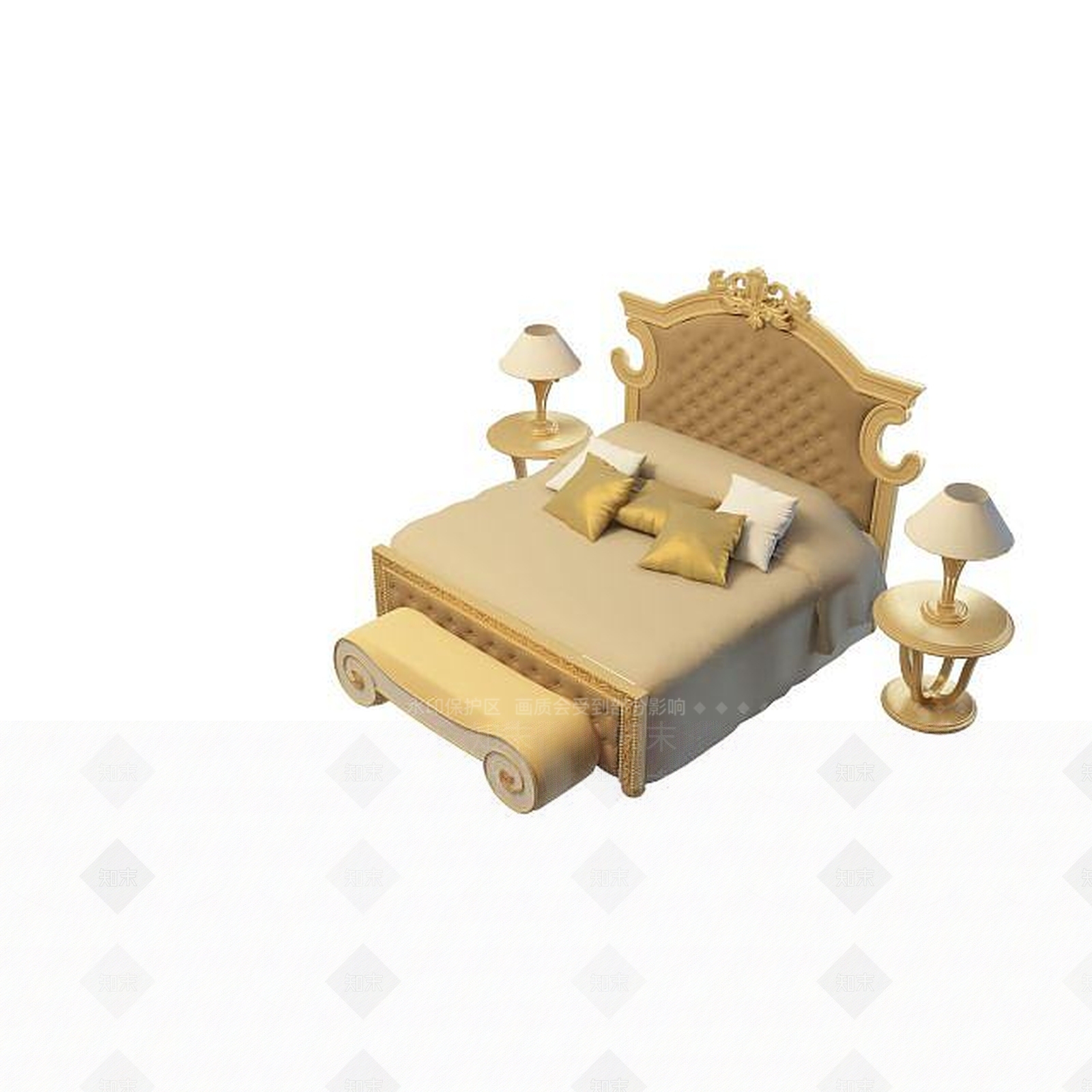 现代双人床3D模型下载【ID:1199365854】