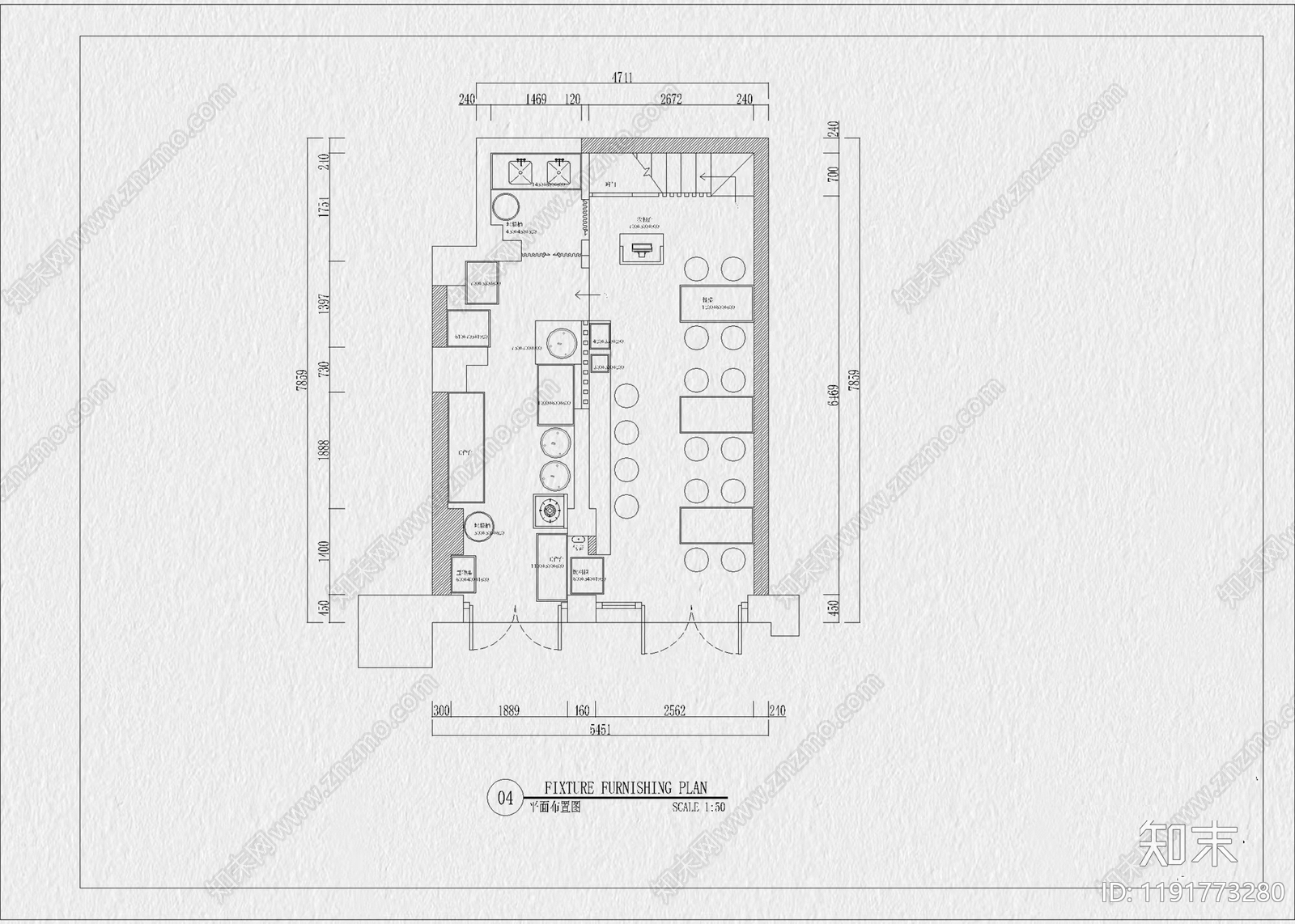 现代快餐店cad施工图下载【ID:1191773280】