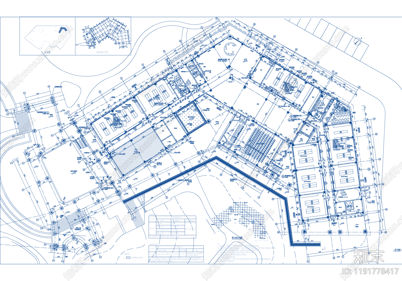 现代产业园建筑cad施工图下载【ID:1191778417】