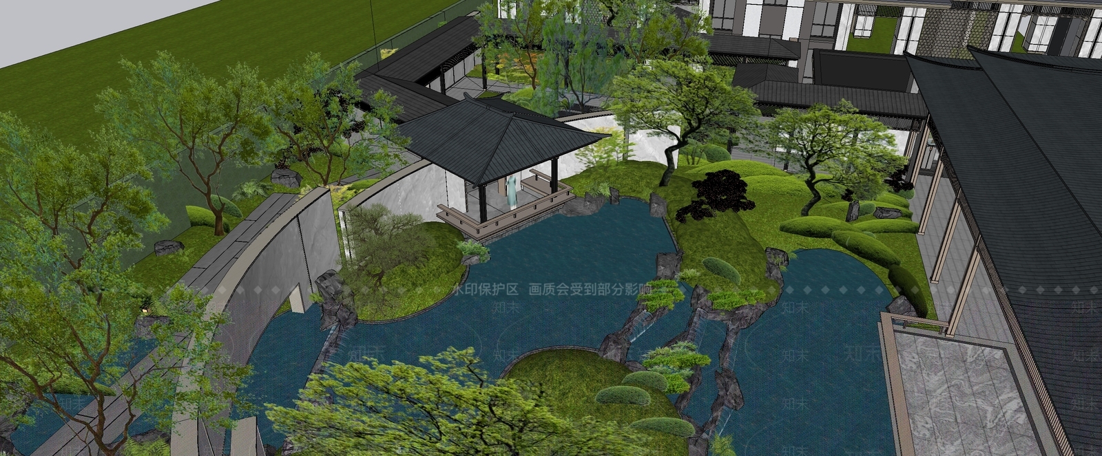 现代小区景观SU模型下载【ID:1191778819】