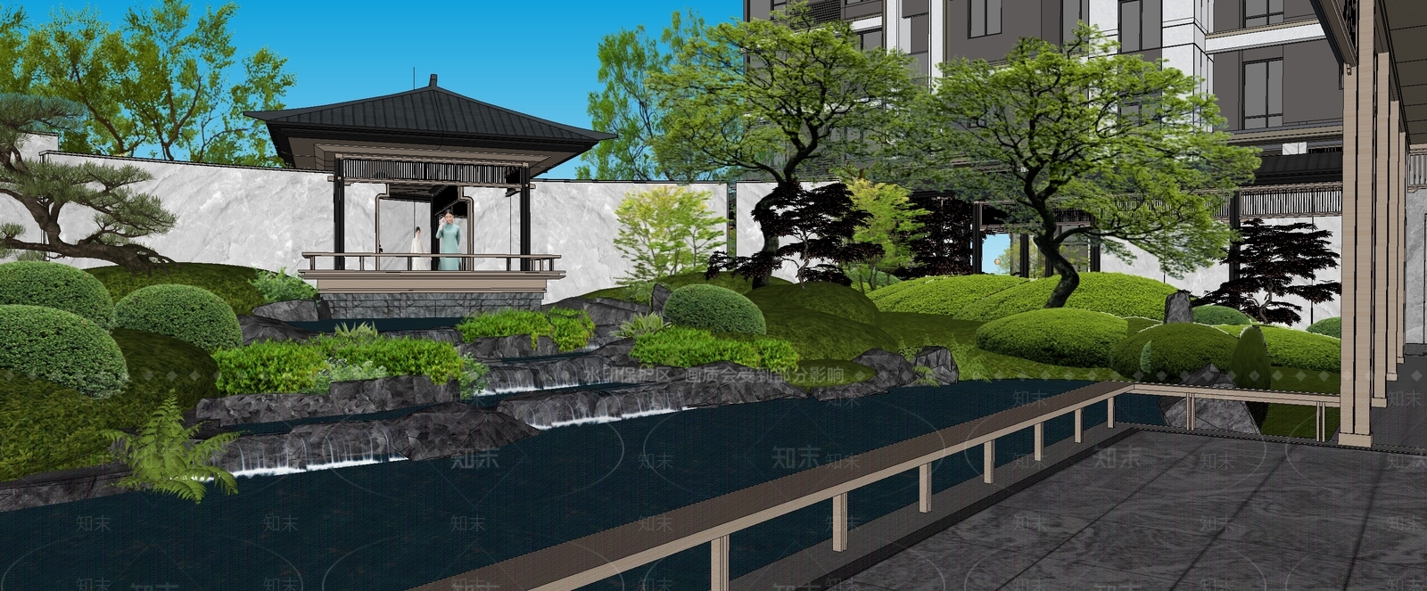 现代小区景观SU模型下载【ID:1191778819】