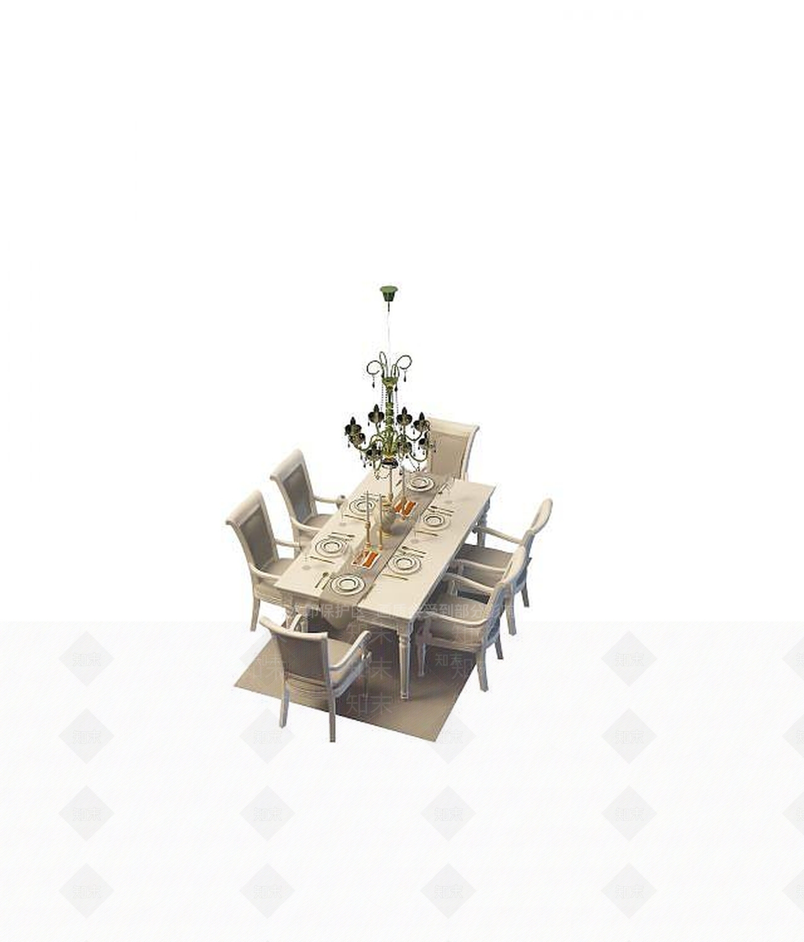 现代白色餐桌3D模型下载【ID:1191782720】
