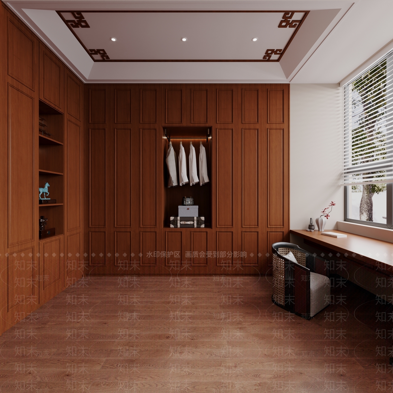 中式新中式衣帽间3D模型下载【ID:1191783892】