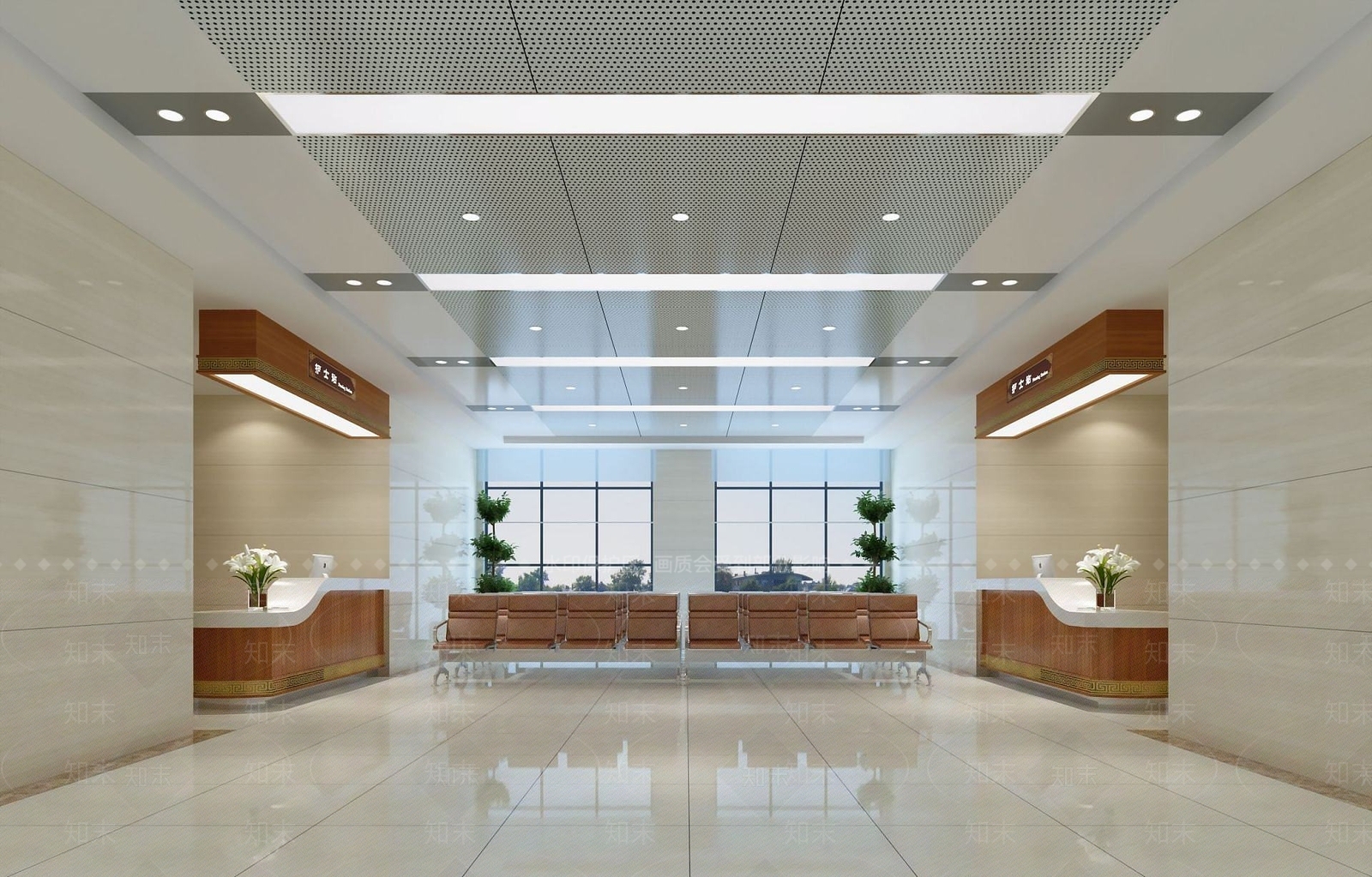 现代中医院医院分诊台护士站3D模型下载【ID:1191784340】