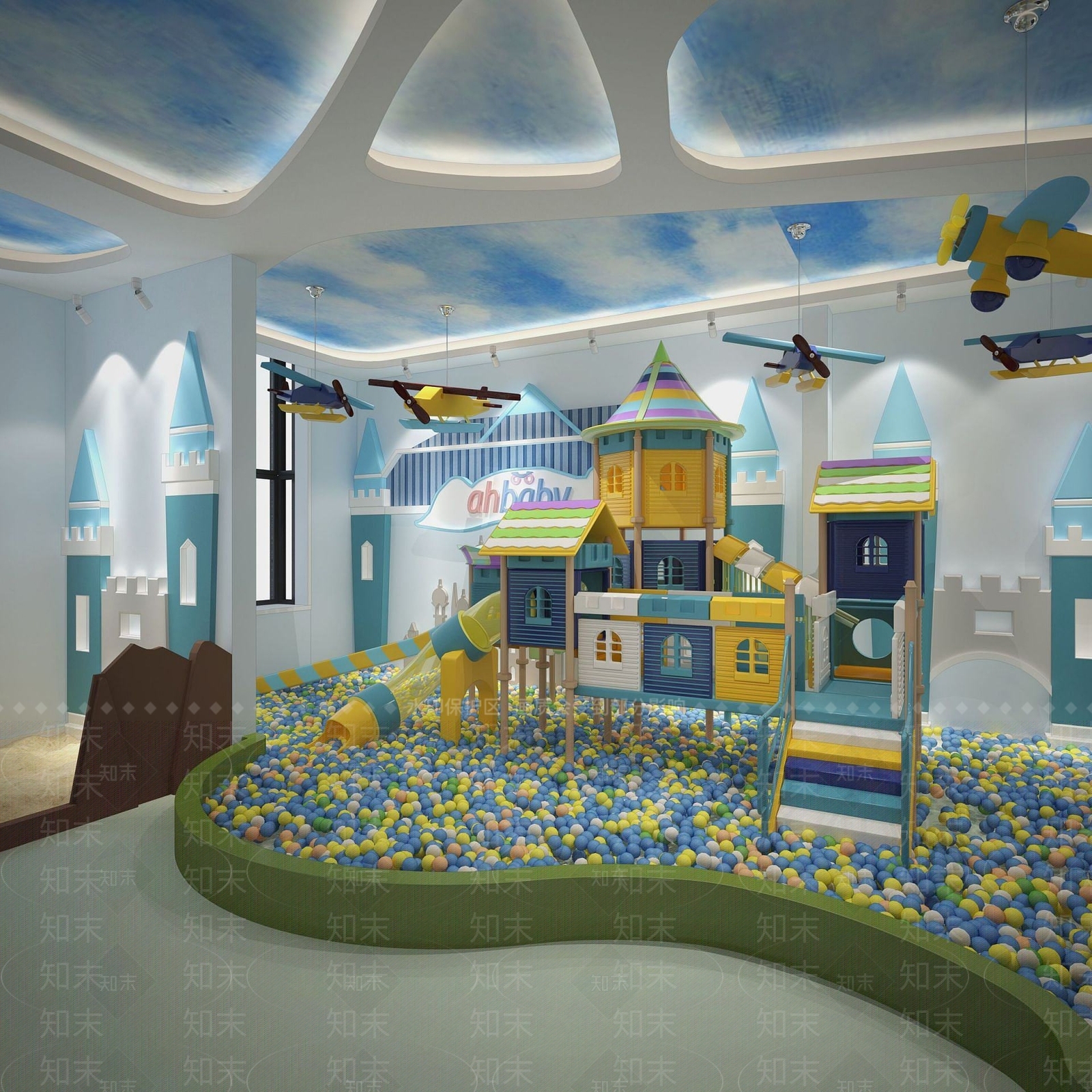 现代儿童娱乐玩耍区3D模型下载【ID:1191786546】
