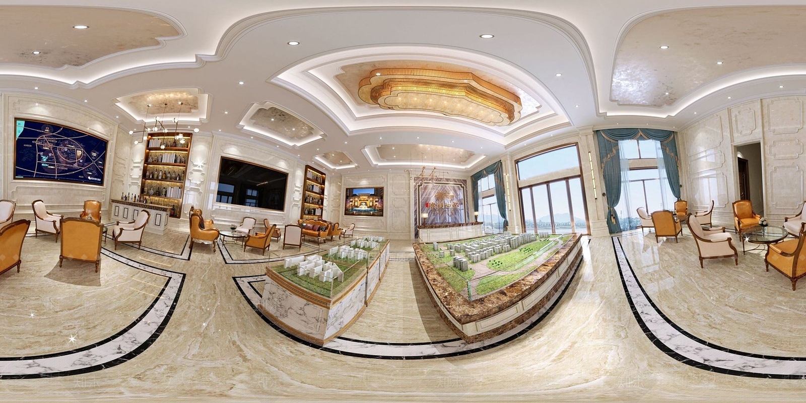 简欧售楼大厅3D模型下载【ID:1191786719】