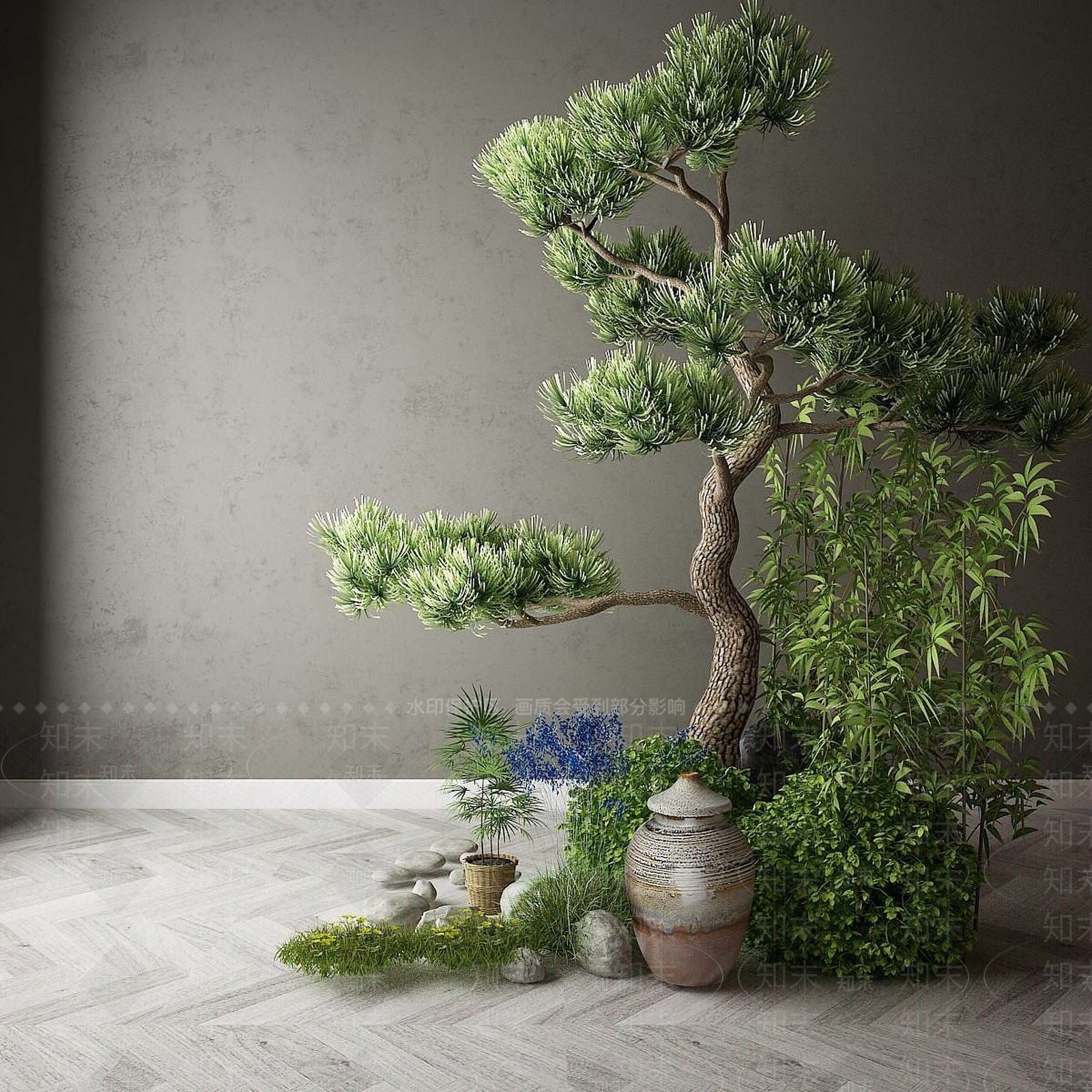 现代室内景观3D模型下载【ID:1191788778】