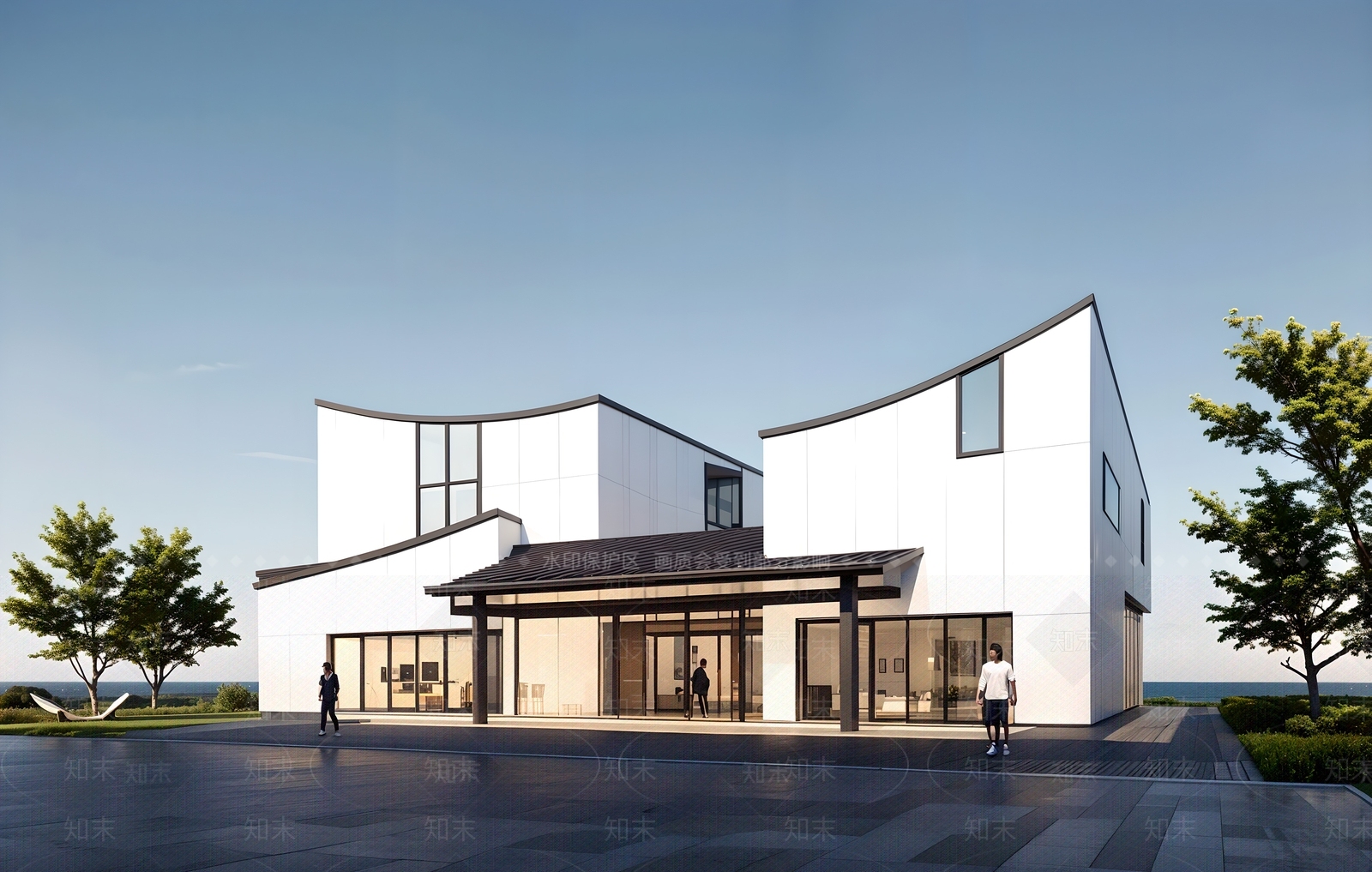 新中式现代民宿建筑SU模型下载【ID:1191793204】