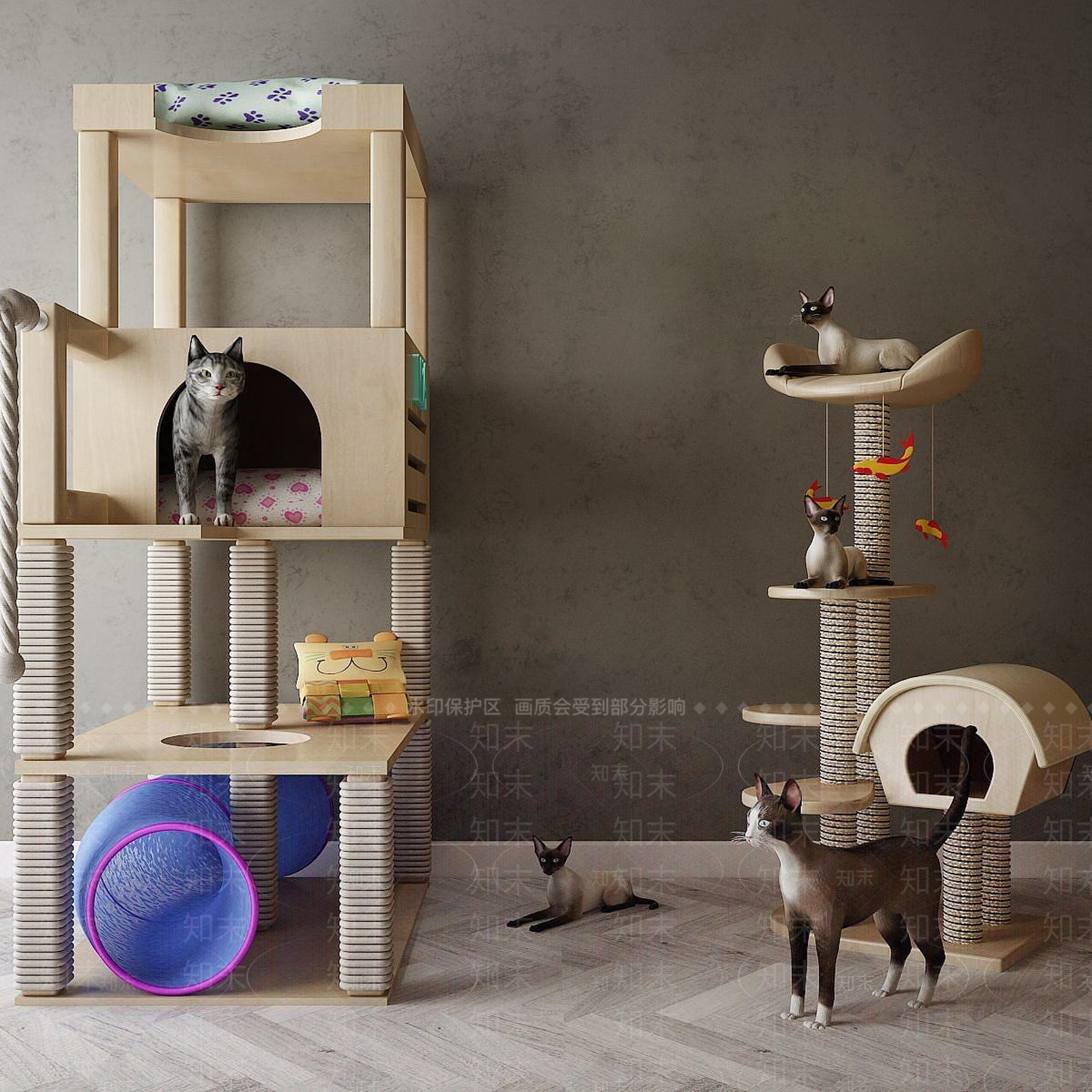 现代猫爬架3D模型下载【ID:1191791801】
