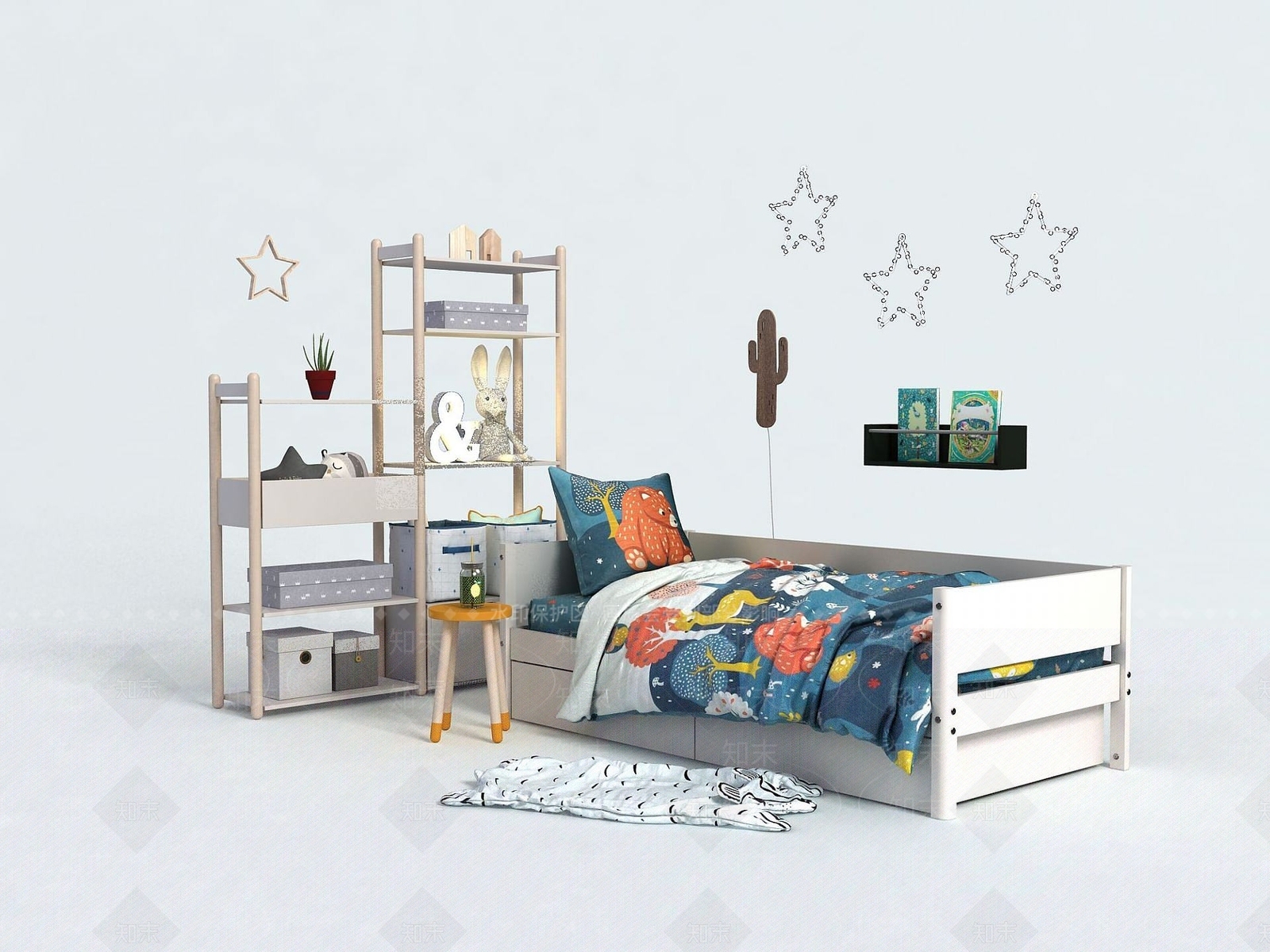 现代儿童榻榻米3D模型下载【ID:1191792242】