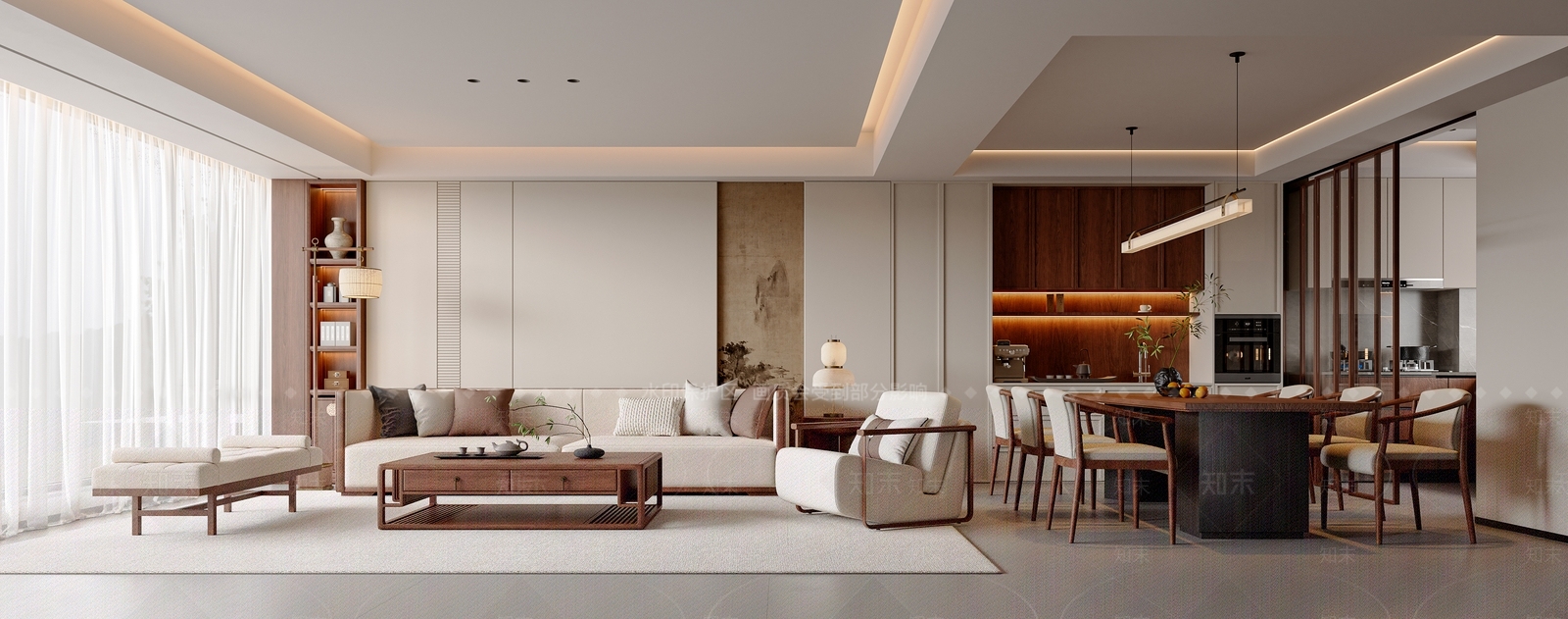 新中式中式宋式客餐厅3D模型下载【ID:1191800494】