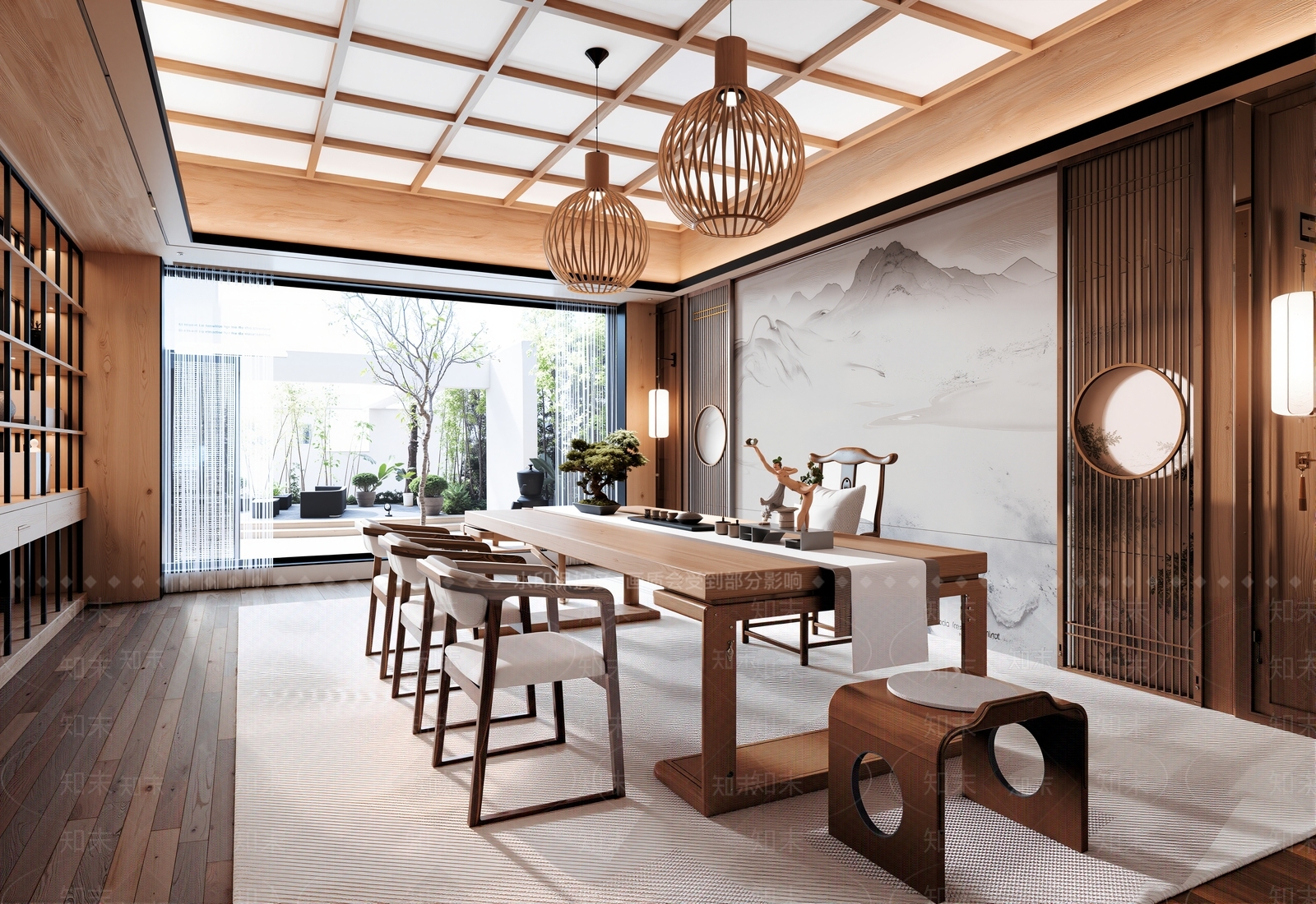 新中式茶室SU模型下载【ID:1191802156】