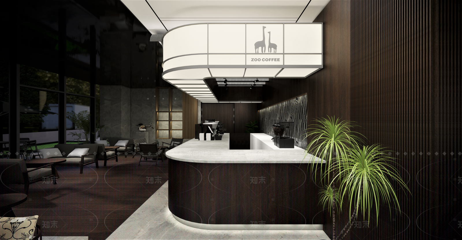 现代咖啡厅SU模型下载【ID:1215954335】