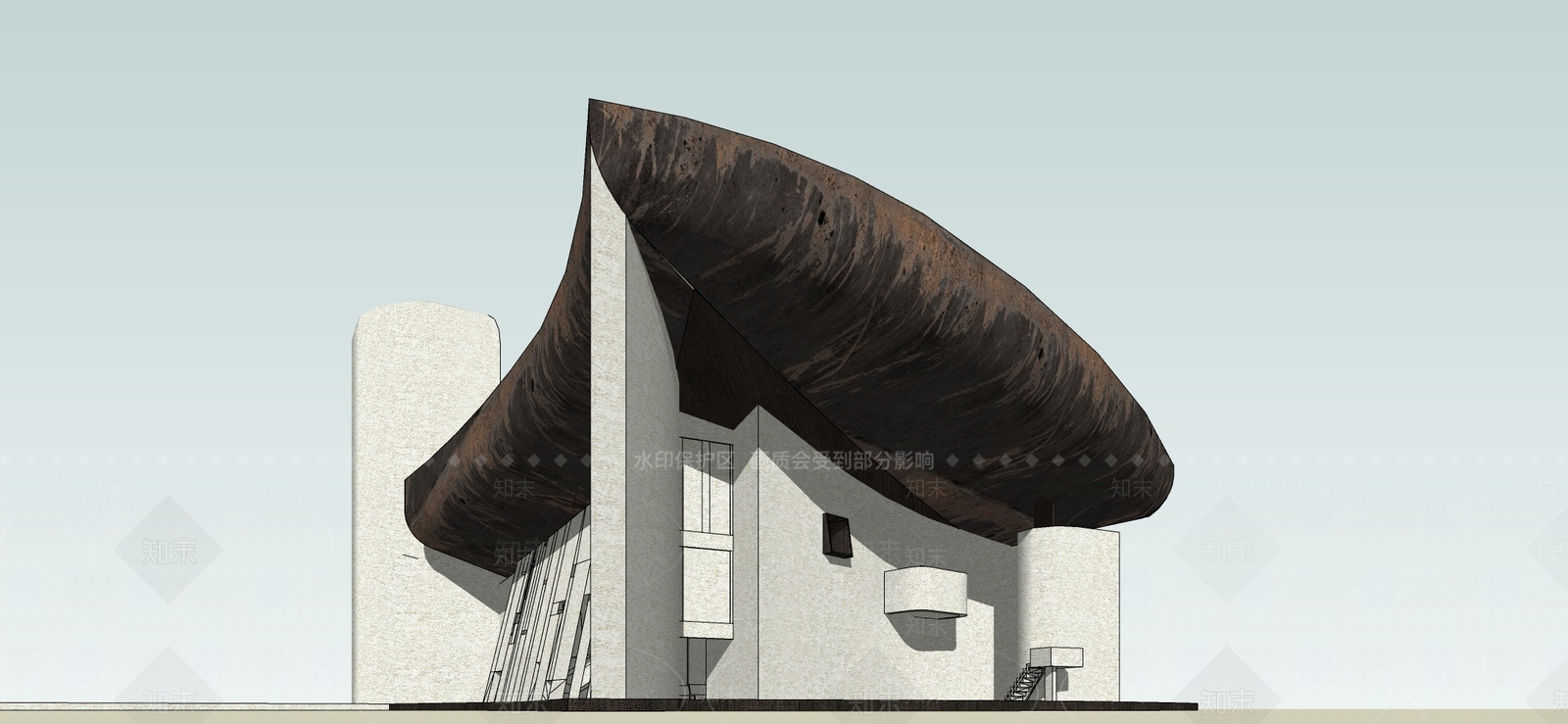 现代教堂建筑SU模型下载【ID:1191805757】