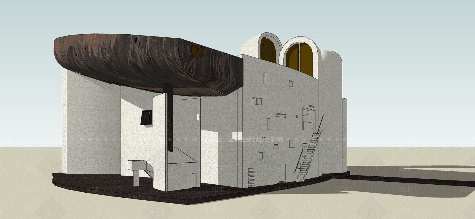 现代教堂建筑SU模型下载【ID:1191805757】