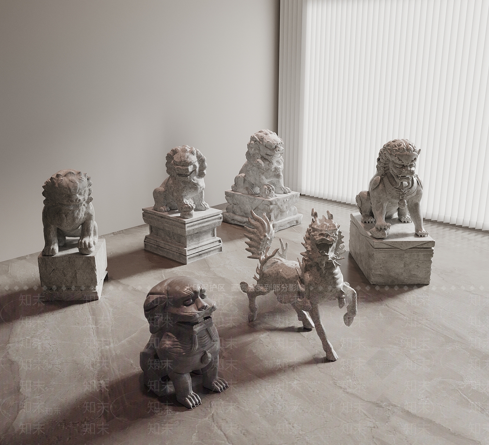 新中式中式景观雕塑3D模型下载【ID:1191810059】