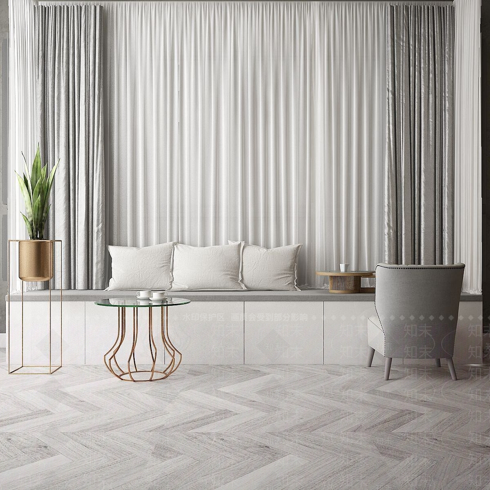 现代卧室飘窗台3D模型下载【ID:1191808958】