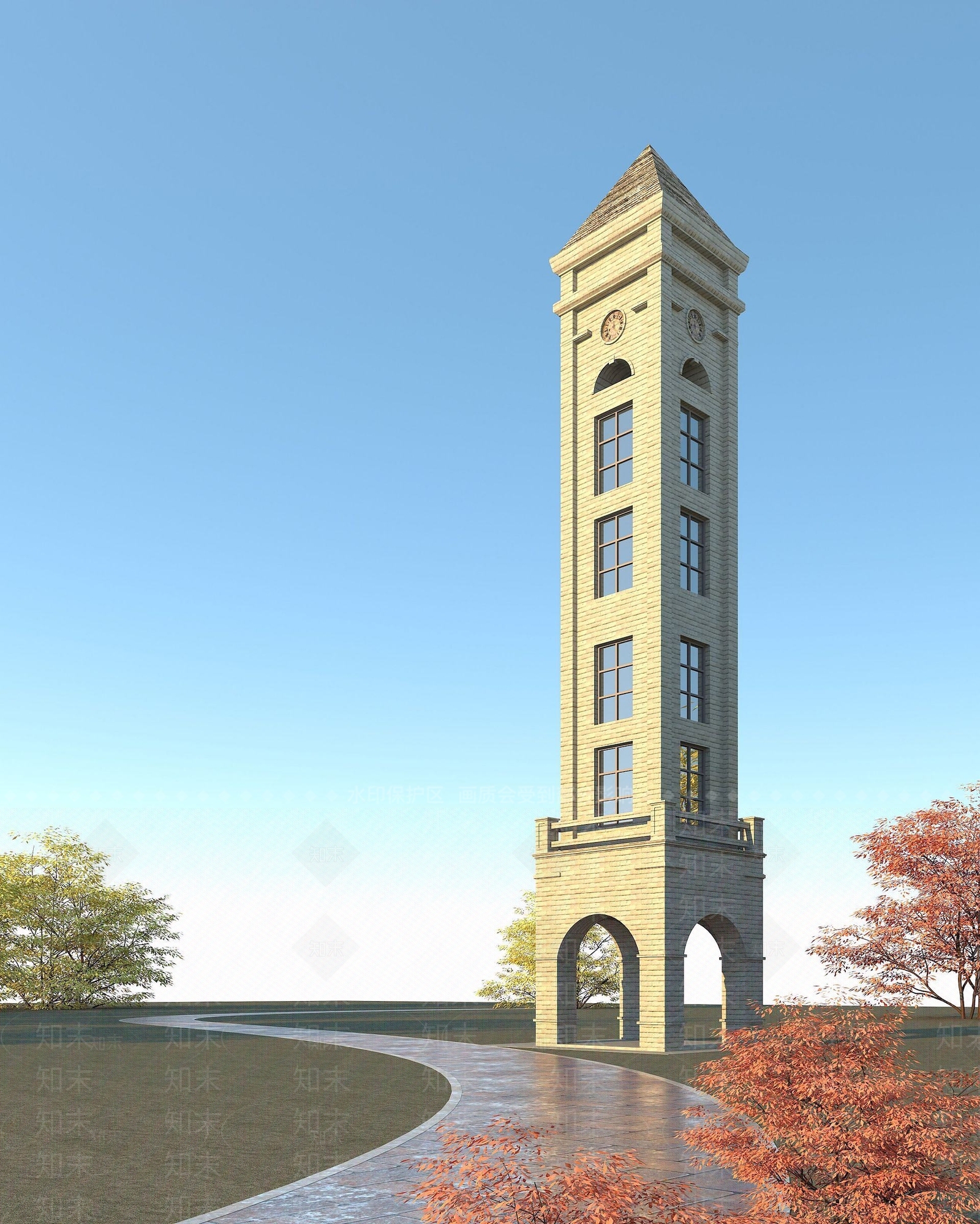 欧式古典欧式钟楼3D模型下载【ID:1191811195】