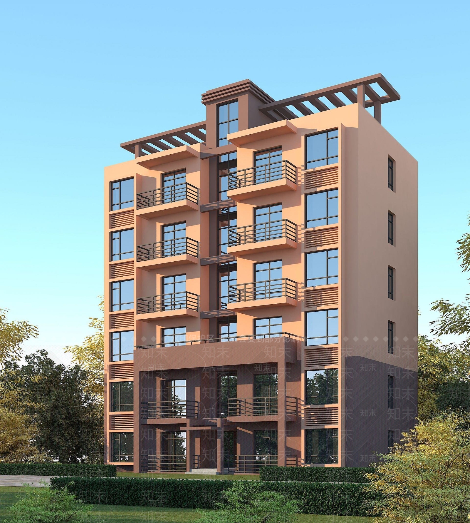 现代多层住宅3D模型下载【ID:1191812065】