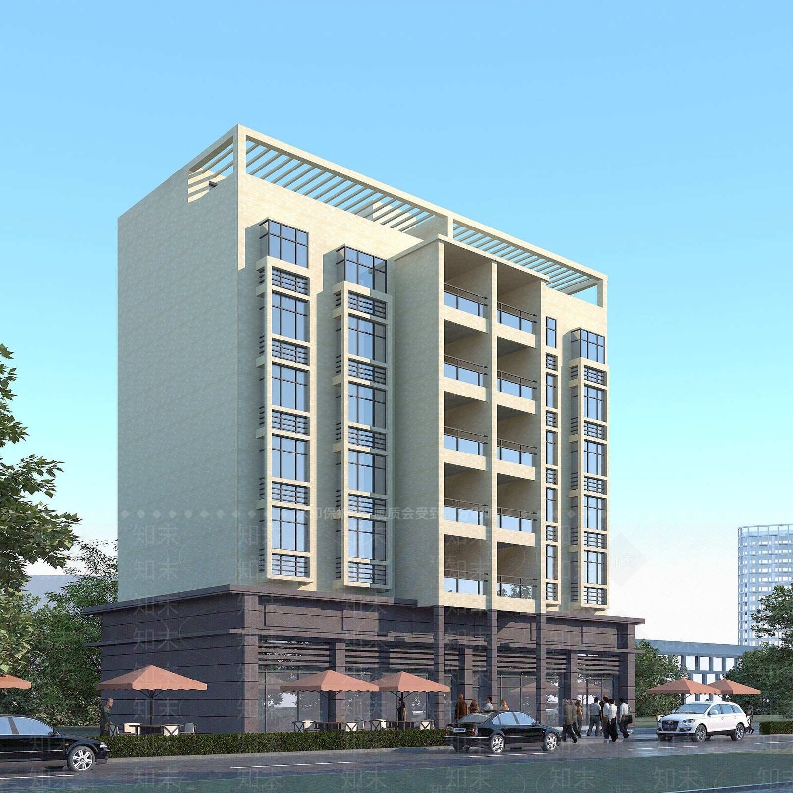 现代商住楼3D模型下载【ID:1191812686】