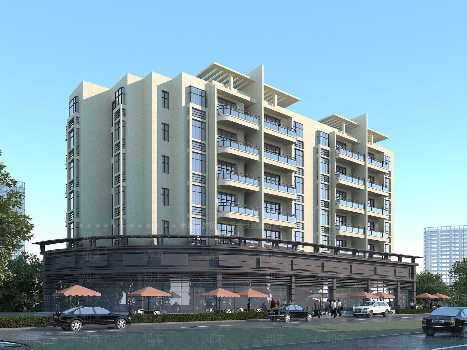 现代多层商住楼3D模型下载【ID:1191813174】