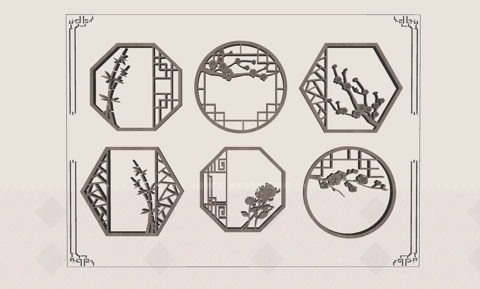 新中式中式镂花窗SU模型下载【ID:1191813606】