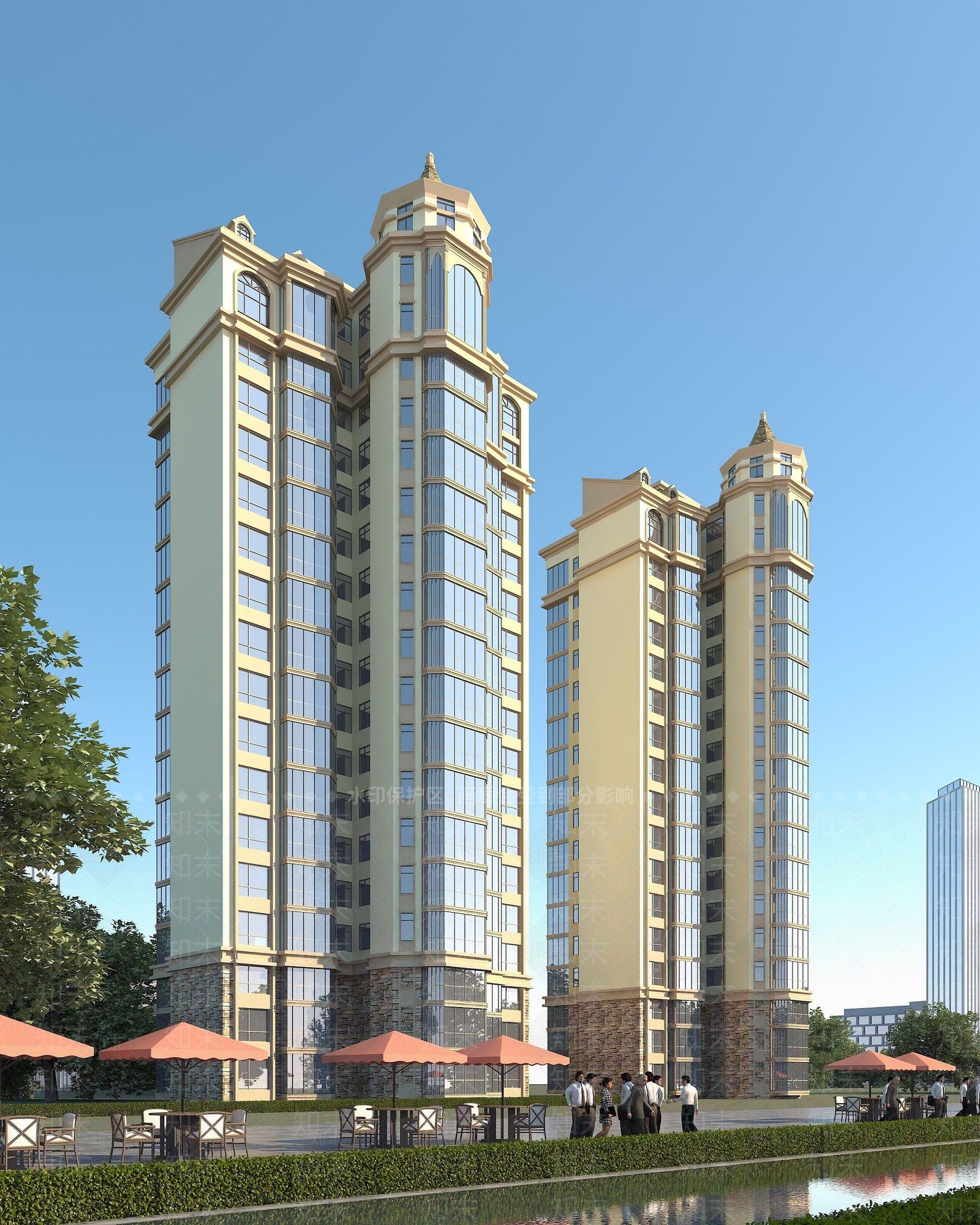 欧式古典欧式高层住宅3D模型下载【ID:1191813586】