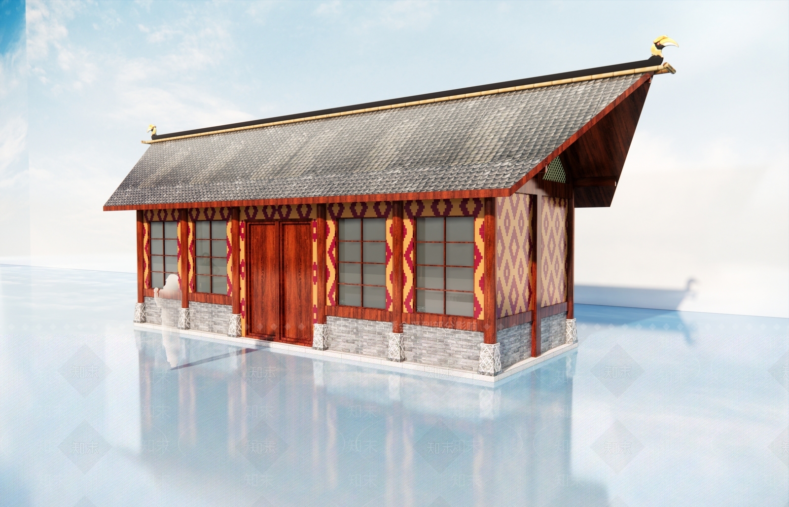 现代新中式乡村民房SU模型下载【ID:1191814381】