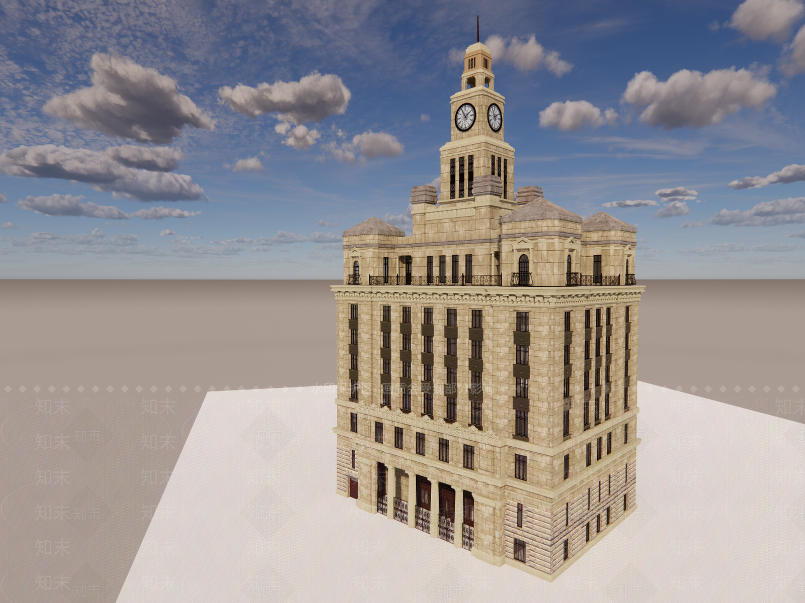 欧式法式古建筑SU模型下载【ID:1191842305】