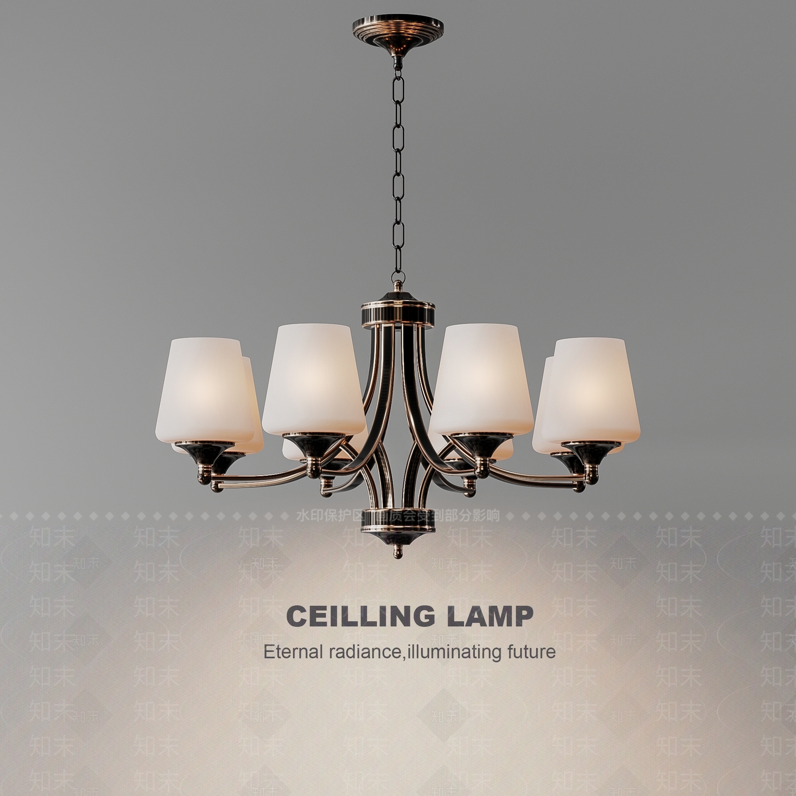 美式复古客厅吊灯3D模型下载【ID:1191821061】